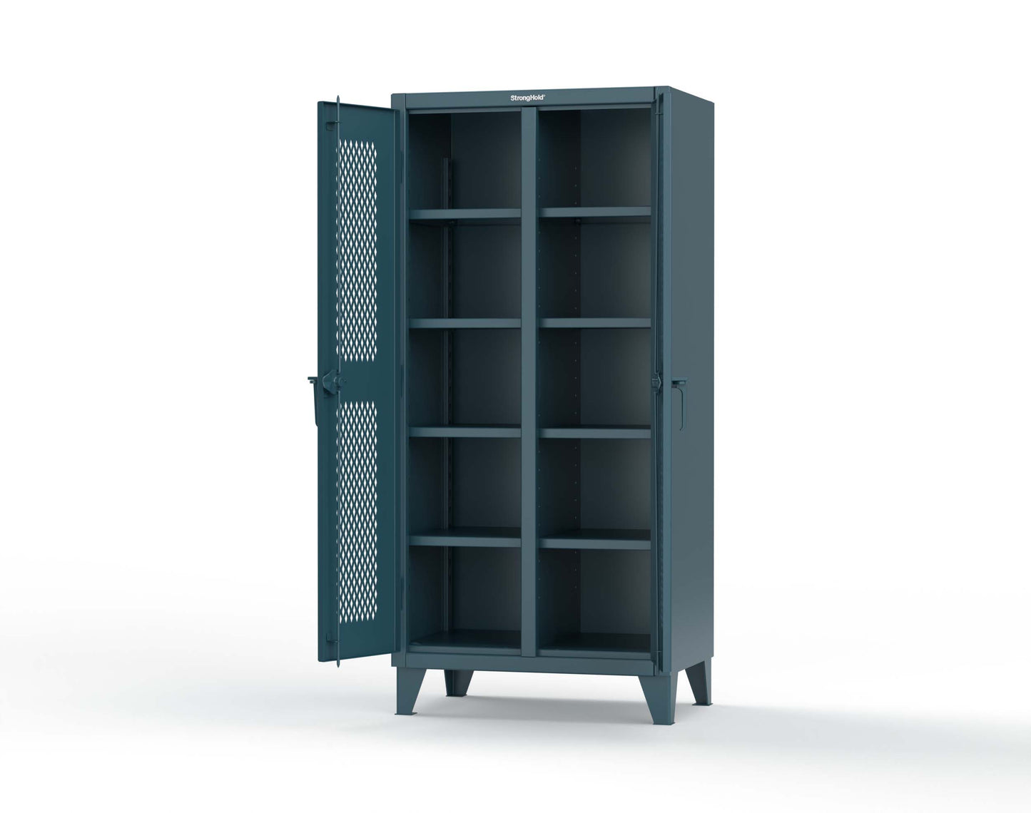Extreme Duty 12 GA Ventilated (Diamond) Double Shift Cabinet with 8 Shelves - 36 In. W x 24 In. D x 78 In. H - 36-DS-V-248-5001