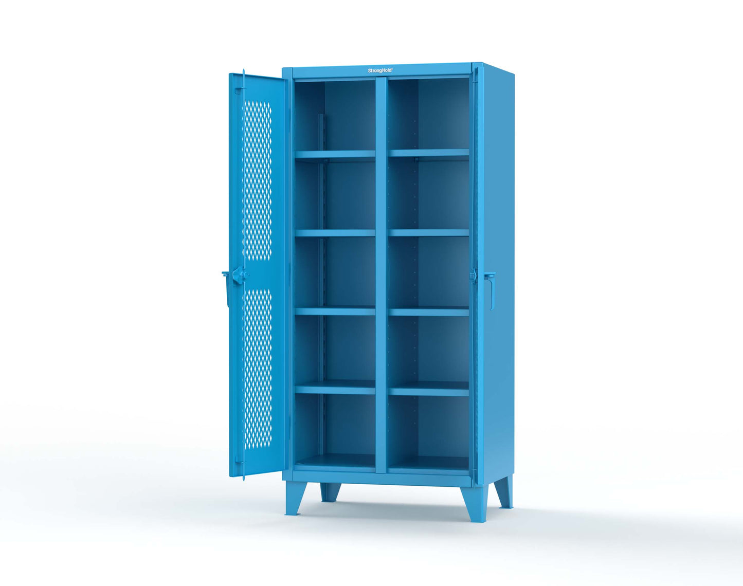 Extreme Duty 12 GA Ventilated (Diamond) Double Shift Cabinet with 8 Shelves - 36 In. W x 24 In. D x 78 In. H - 36-DS-V-248-5012