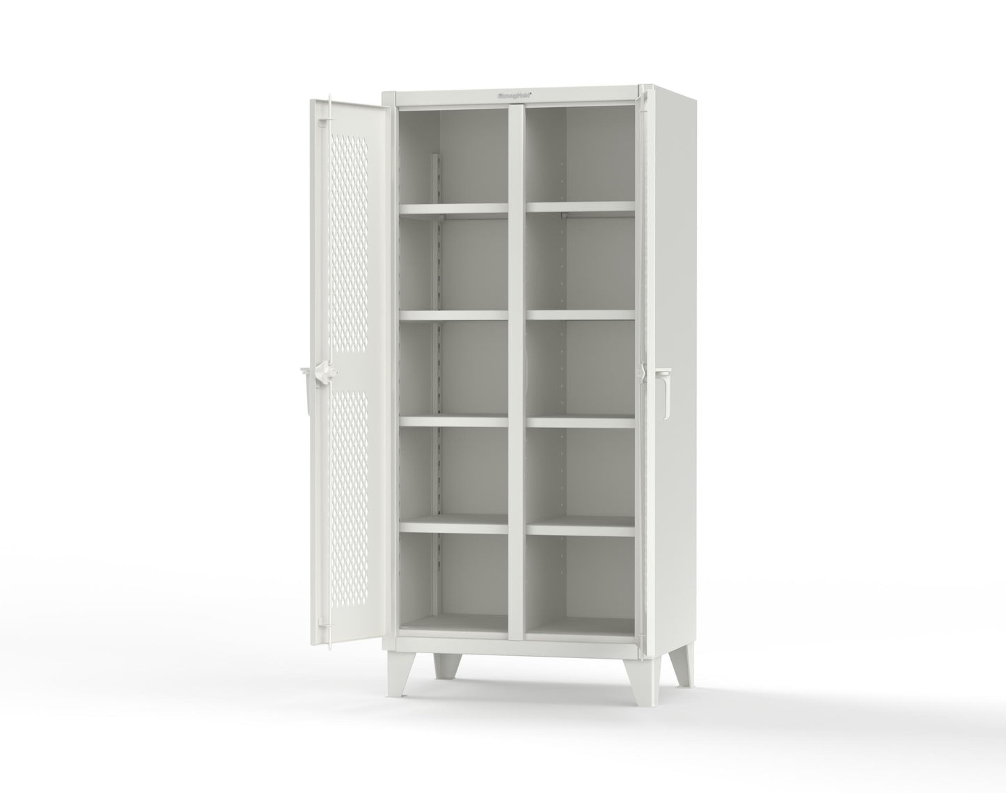 Extreme Duty 12 GA Ventilated (Diamond) Double Shift Cabinet with 8 Shelves - 36 In. W x 24 In. D x 78 In. H - 36-DS-V-248-9003