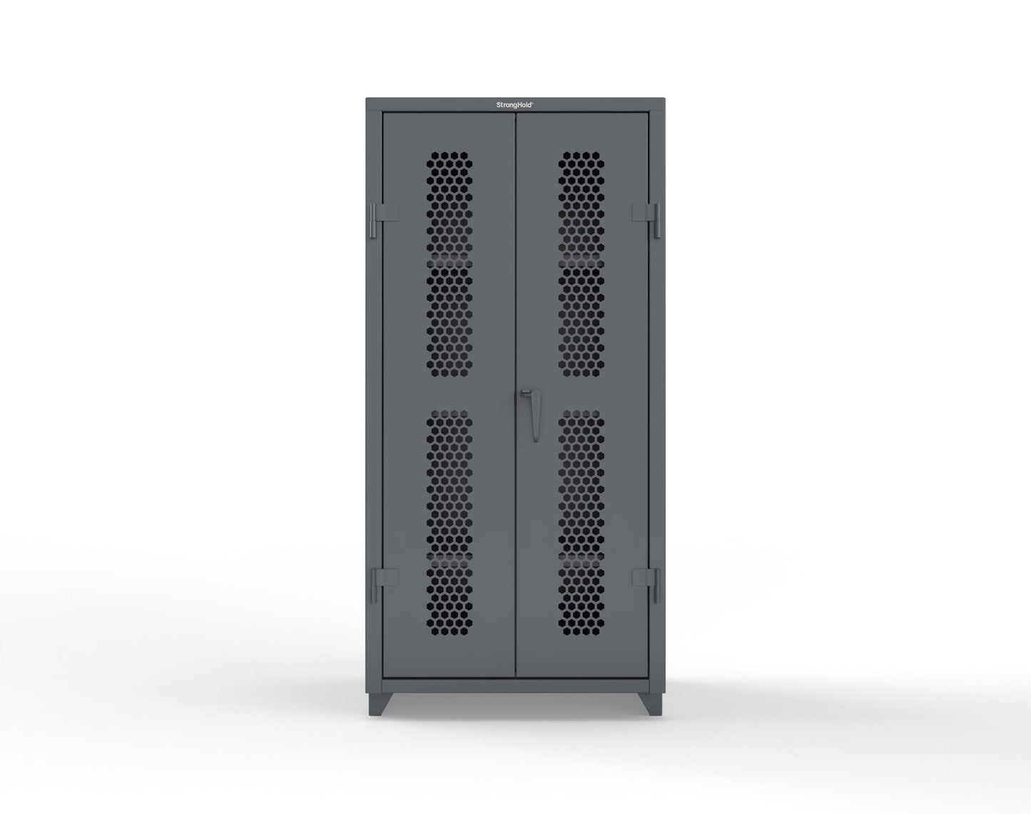 Extra Heavy Duty 14 GA Cabinet with Ventilated (Hex) Doors - 36 In. W x 24 In. D x 75 In. H - 36-H-243-L-7024