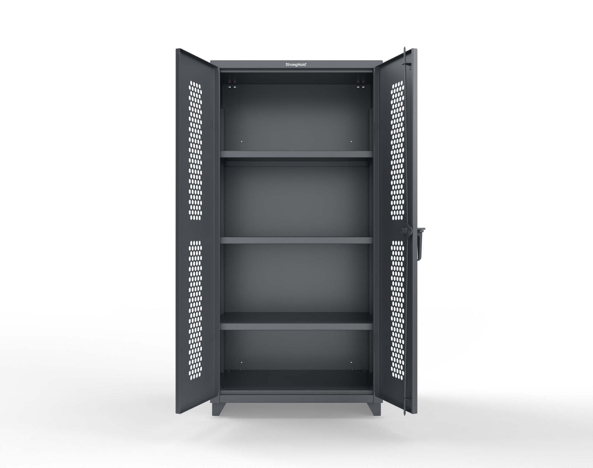 Extra Heavy Duty 14 GA Cabinet with Ventilated (Hex) Doors - 36 In. W x 24 In. D x 75 In. H - 36-H-243-L-7024