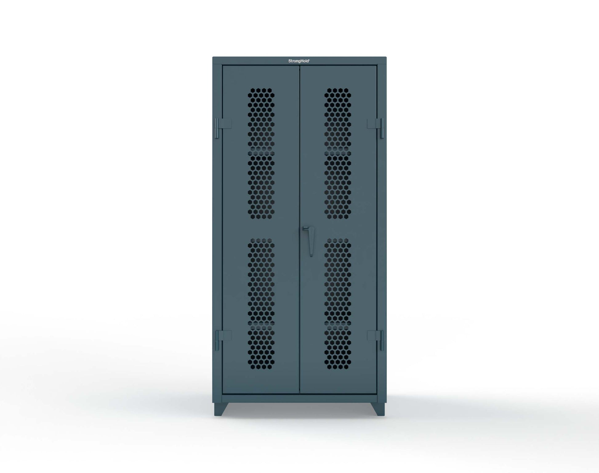 Extra Heavy Duty 14 GA Cabinet with Ventilated (Hex) Doors - 36 In. W x 24 In. D x 75 In. H - 36-H-243-L-5001