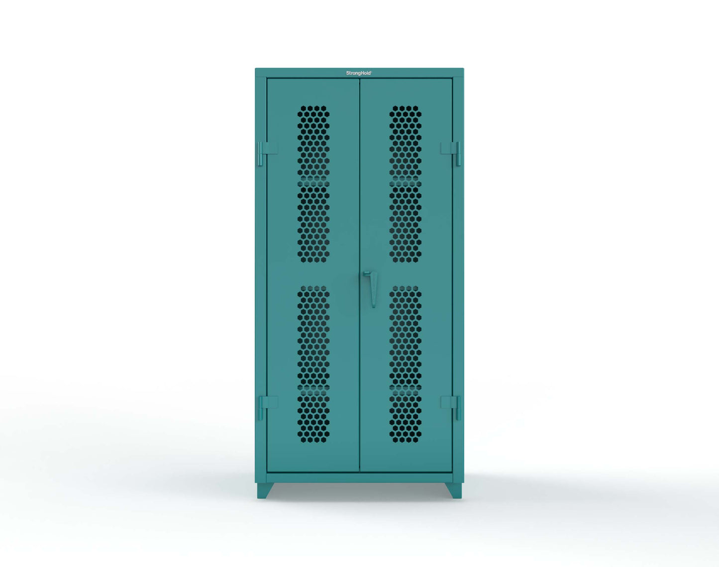 Extra Heavy Duty 14 GA Cabinet with Ventilated (Hex) Doors - 36 In. W x 24 In. D x 75 In. H - 36-H-243-L-5021