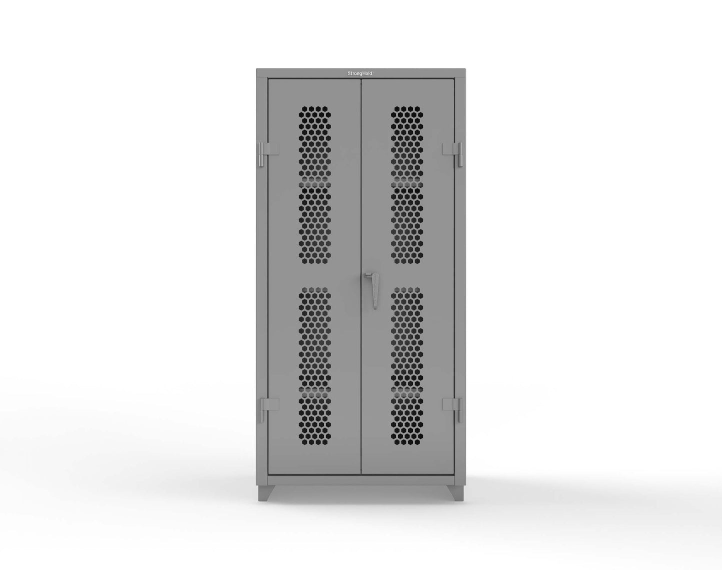 Extra Heavy Duty 14 GA Cabinet with Ventilated (Hex) Doors - 36 In. W x 24 In. D x 75 In. H - 36-H-243-L-7037