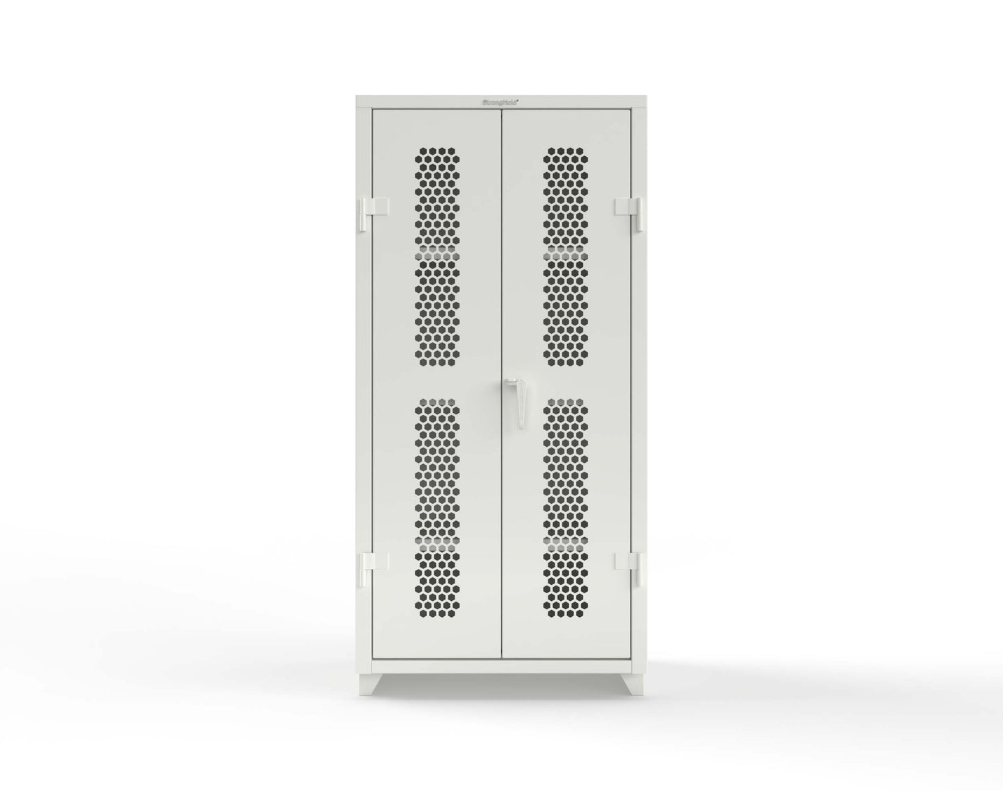 Extra Heavy Duty 14 GA Cabinet with Ventilated (Hex) Doors - 36 In. W x 24 In. D x 75 In. H - 36-H-243-L-9003