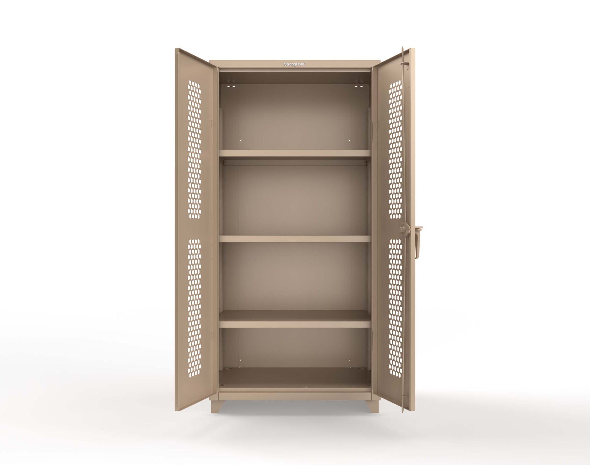 Extra Heavy Duty 14 GA Cabinet with Ventilated (Hex) Doors - 36 In. W x 24 In. D x 75 In. H - 36-H-243-L-1019