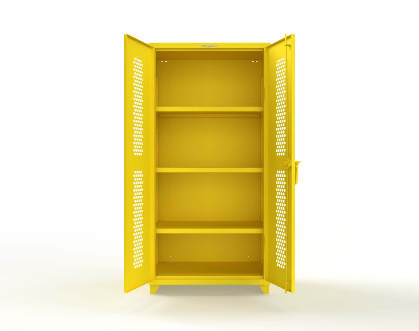 Extra Heavy Duty 14 GA Cabinet with Ventilated (Hex) Doors - 36 In. W x 24 In. D x 75 In. H - 36-H-243-L-1021