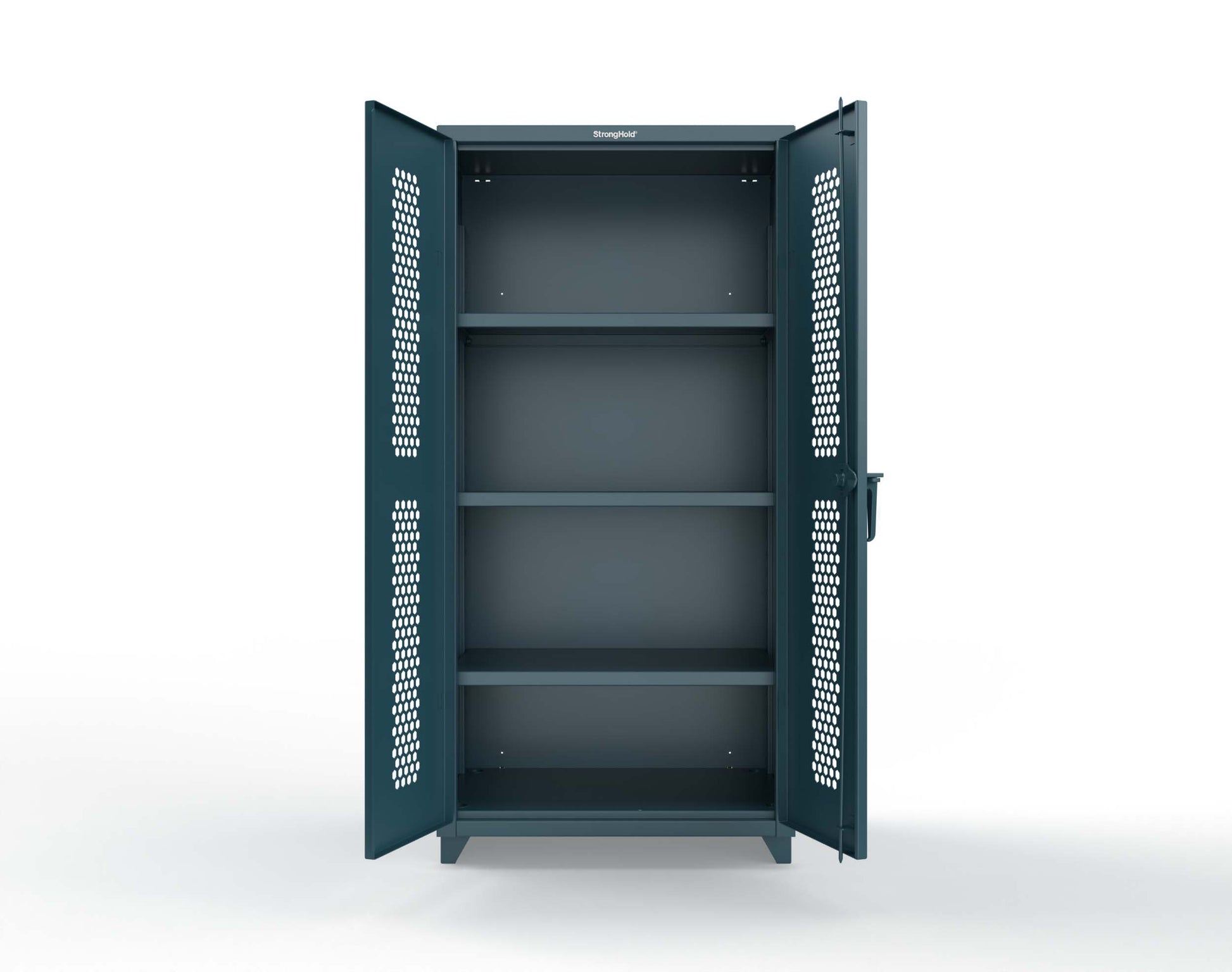 Extra Heavy Duty 14 GA Cabinet with Ventilated (Hex) Doors - 36 In. W x 24 In. D x 75 In. H - 36-H-243-L-5001