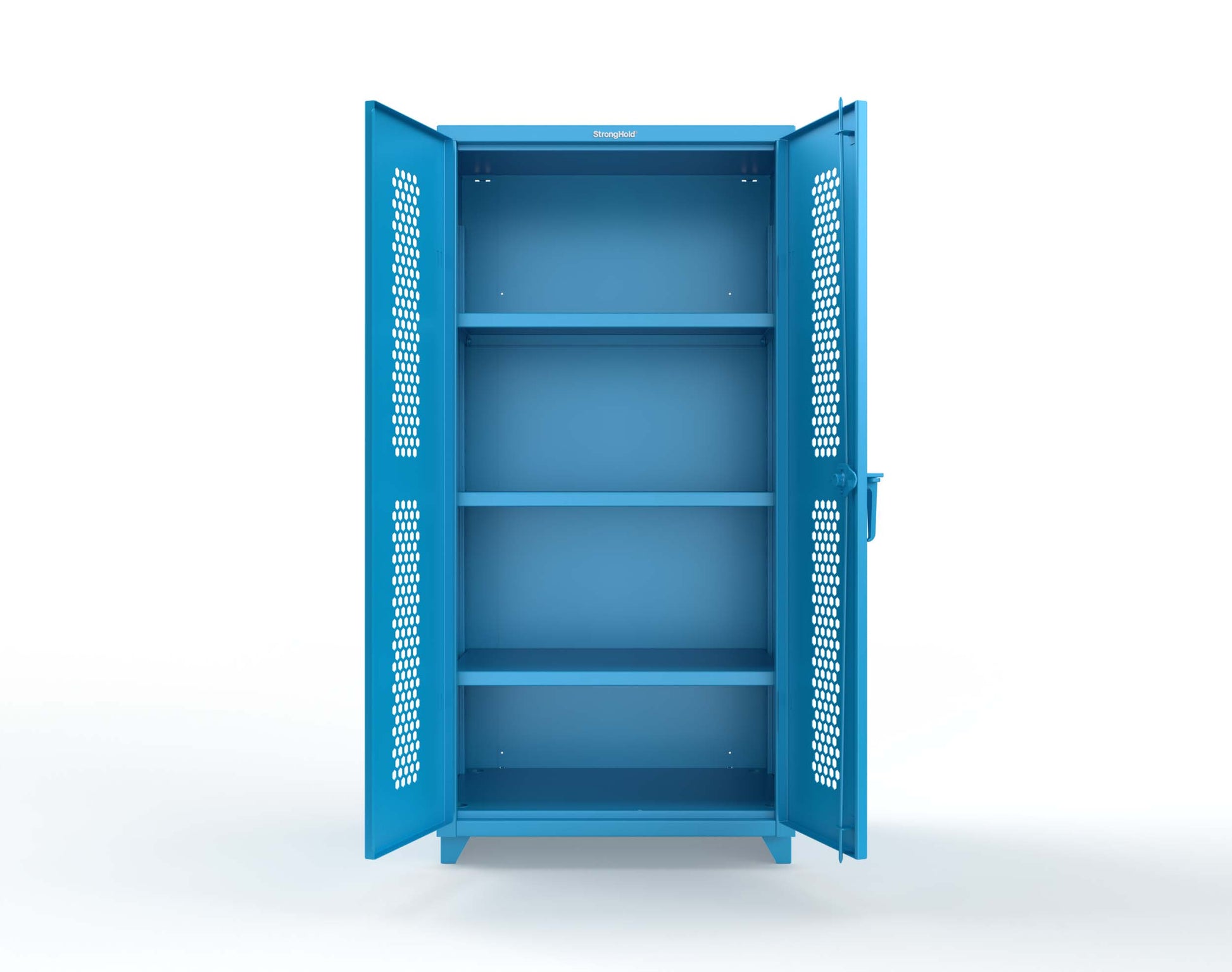 Extra Heavy Duty 14 GA Cabinet with Ventilated (Hex) Doors - 36 In. W x 24 In. D x 75 In. H - 36-H-243-L-5012