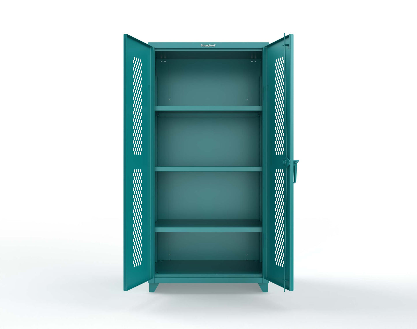 Extra Heavy Duty 14 GA Cabinet with Ventilated (Hex) Doors - 36 In. W x 24 In. D x 75 In. H - 36-H-243-L-5021