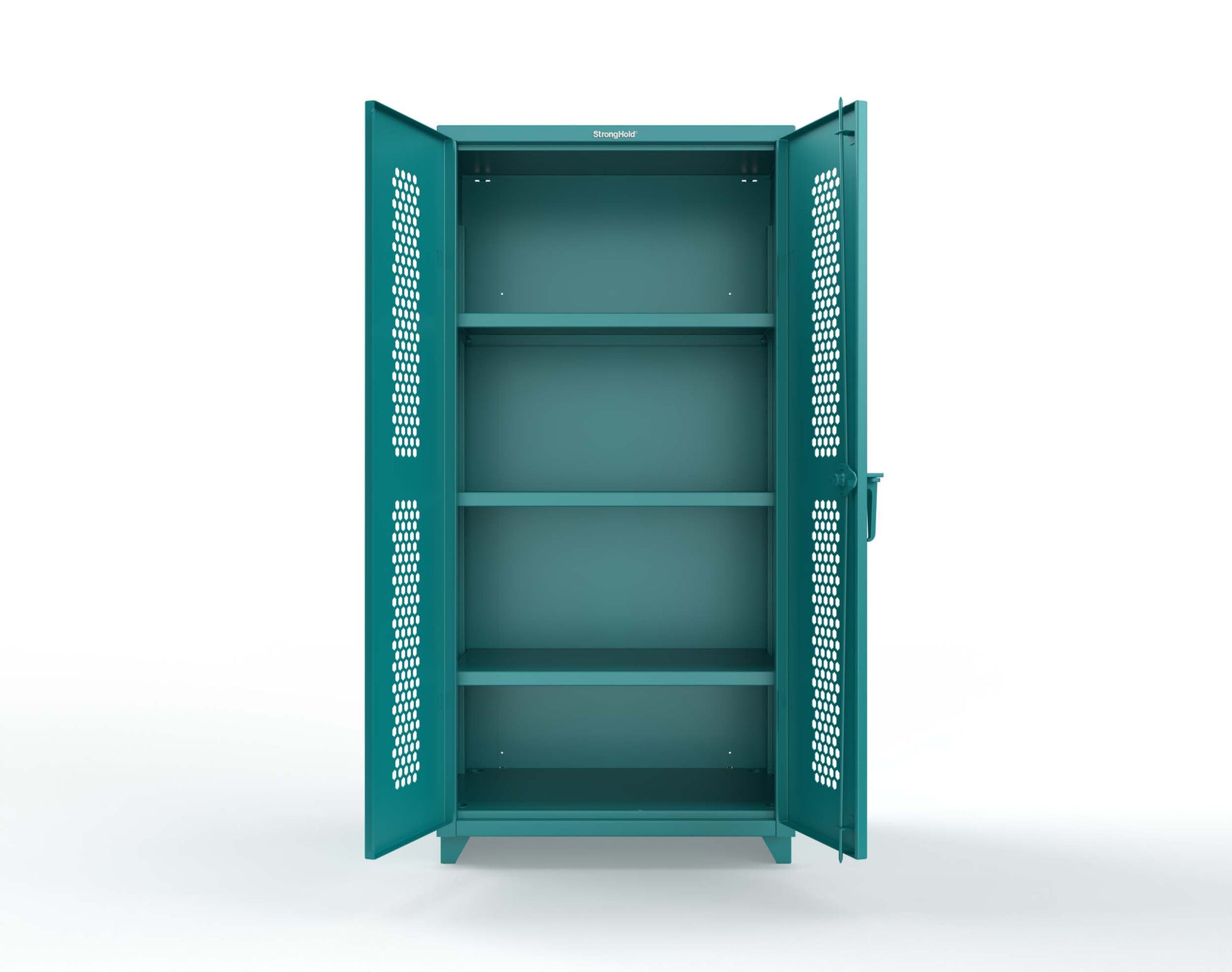 Extra Heavy Duty 14 GA Cabinet with Ventilated (Hex) Doors - 36 In. W x 24 In. D x 75 In. H - 36-H-243-L-5021