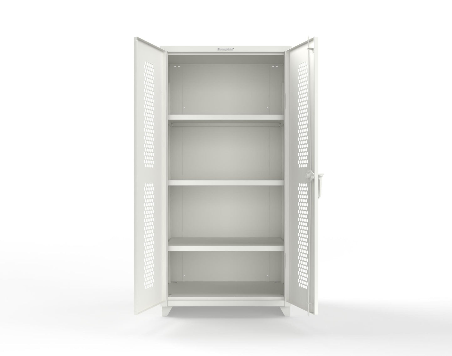 Extra Heavy Duty 14 GA Cabinet with Ventilated (Hex) Doors - 36 In. W x 24 In. D x 75 In. H - 36-H-243-L-9003