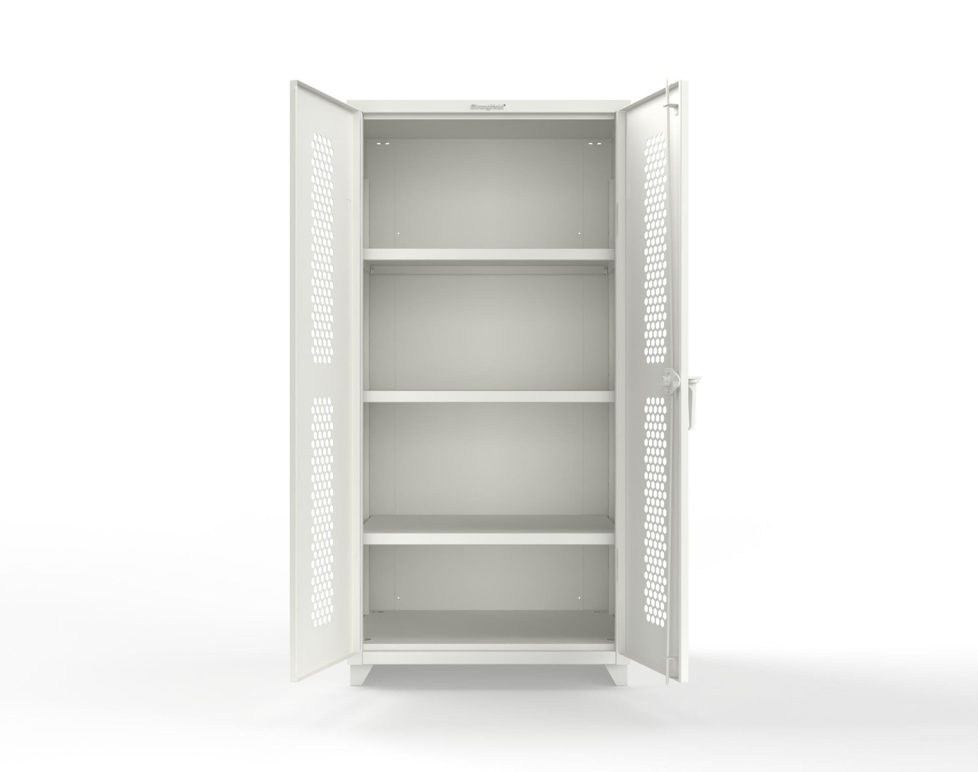 Extra Heavy Duty 14 GA Cabinet with Ventilated (Hex) Doors - 36 In. W x 24 In. D x 75 In. H - 36-H-243-L-9003