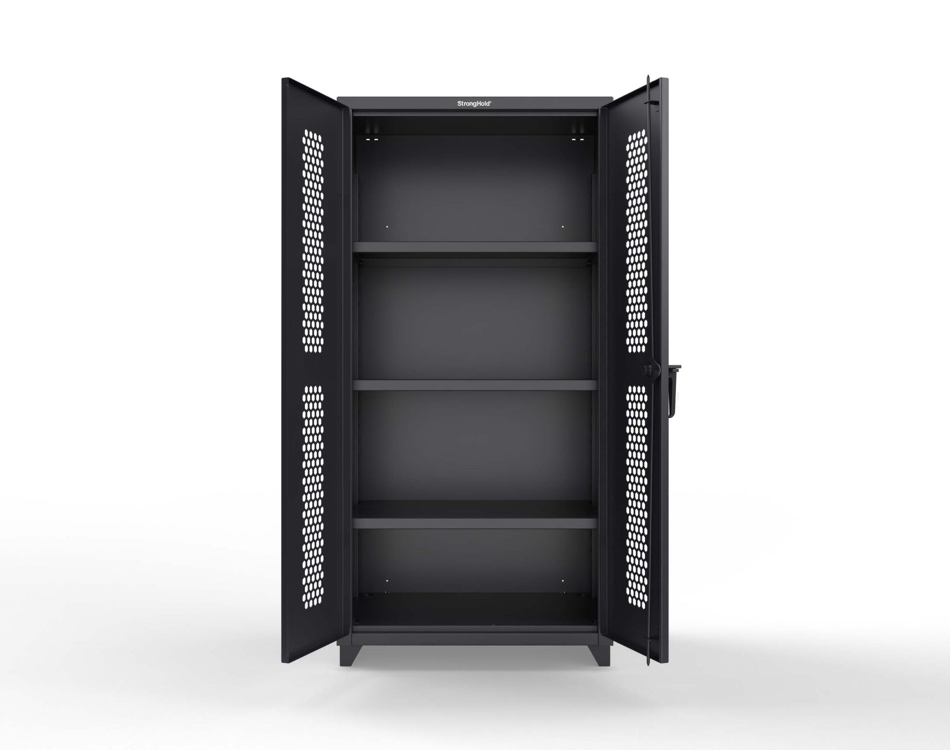 Extra Heavy Duty 14 GA Cabinet with Ventilated (Hex) Doors - 36 In. W x 24 In. D x 75 In. H - 36-H-243-L-9005