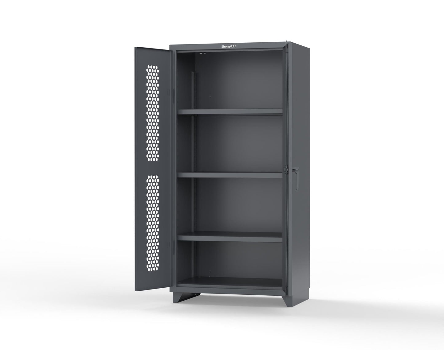 Extra Heavy Duty 14 GA Cabinet with Ventilated (Hex) Doors - 36 In. W x 24 In. D x 75 In. H - 36-H-243-L-7024