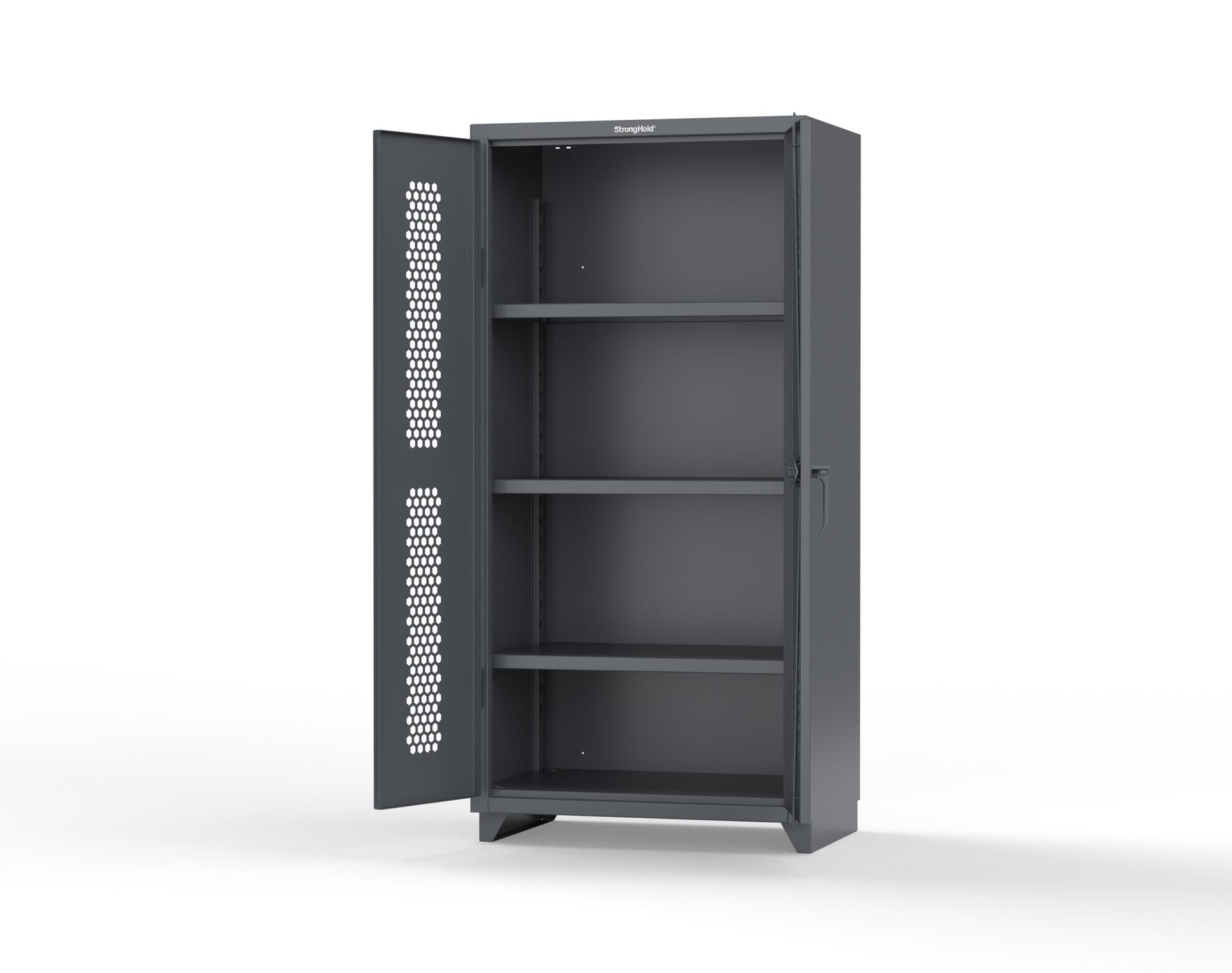 Extra Heavy Duty 14 GA Cabinet with Ventilated (Hex) Doors - 36 In. W x 24 In. D x 75 In. H - 36-H-243-L-7024