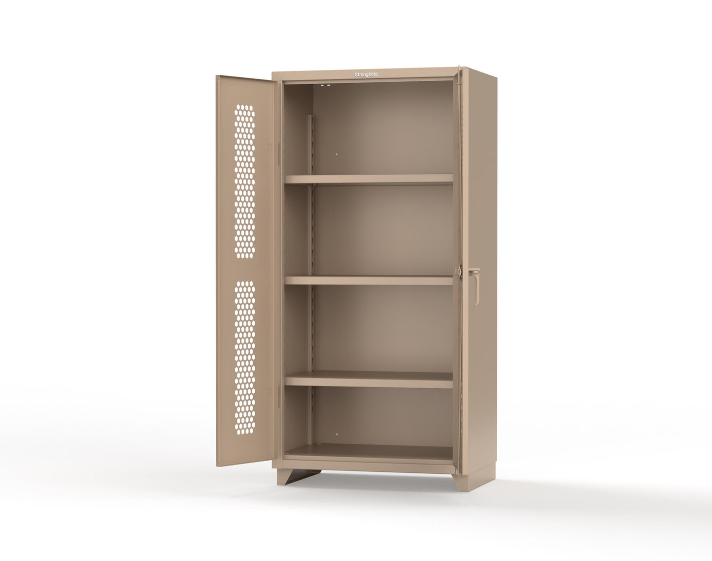 Extra Heavy Duty 14 GA Cabinet with Ventilated (Hex) Doors - 36 In. W x 24 In. D x 75 In. H - 36-H-243-L-1019