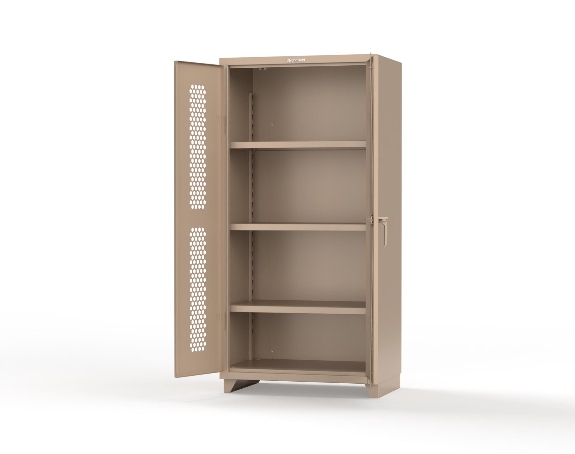 Extra Heavy Duty 14 GA Cabinet with Ventilated (Hex) Doors - 36 In. W x 24 In. D x 75 In. H - 36-H-243-L-1019