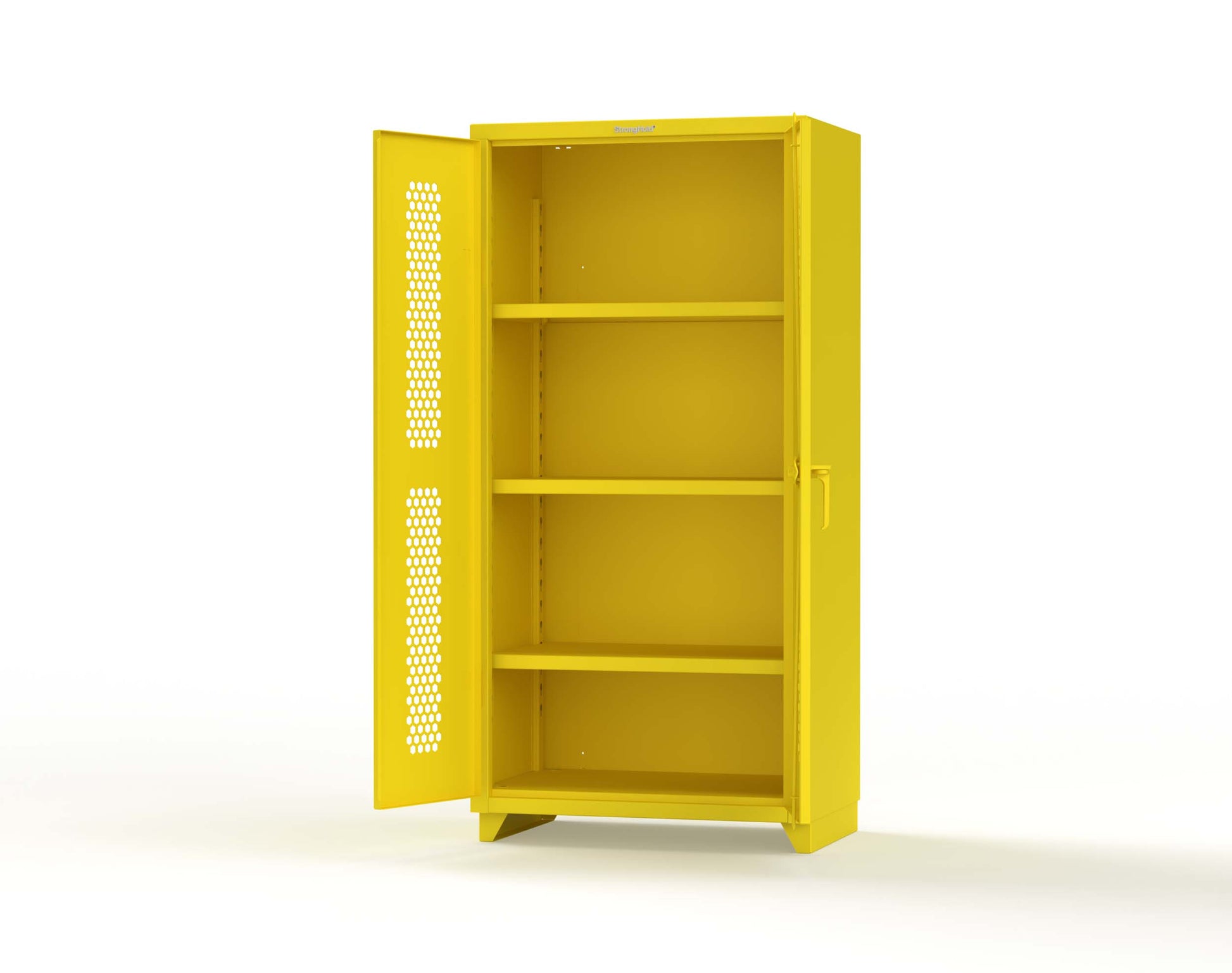 Extra Heavy Duty 14 GA Cabinet with Ventilated (Hex) Doors - 36 In. W x 24 In. D x 75 In. H - 36-H-243-L-1021