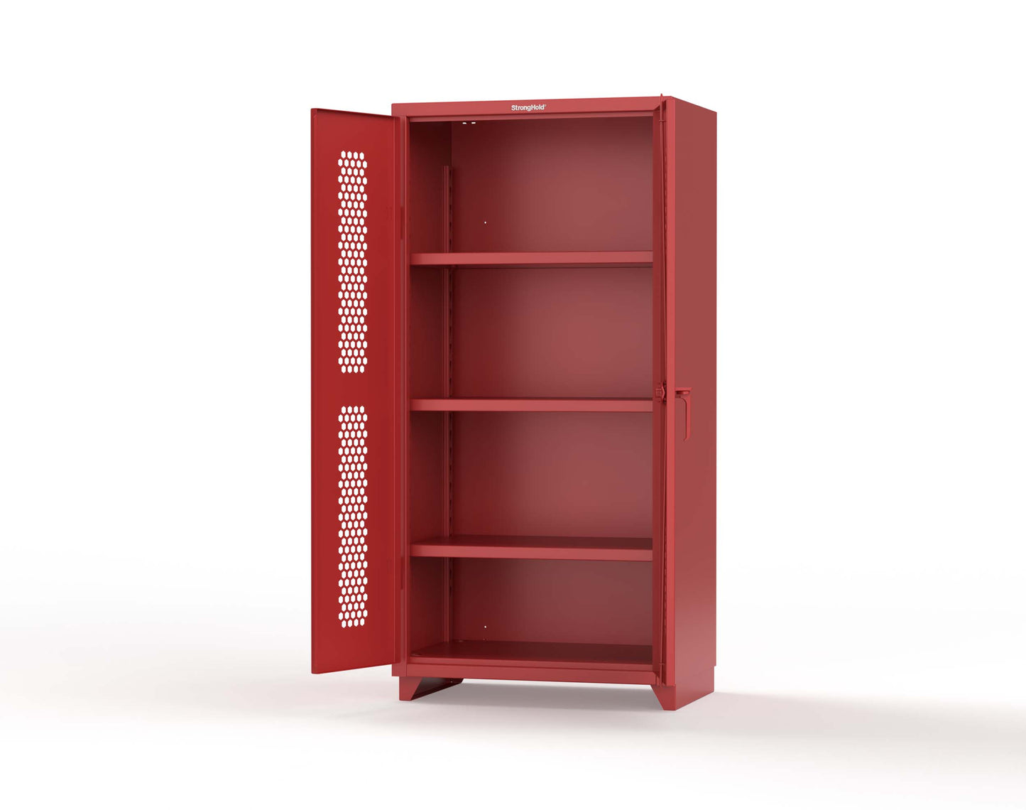 Extra Heavy Duty 14 GA Cabinet with Ventilated (Hex) Doors - 36 In. W x 24 In. D x 75 In. H - 36-H-243-L-3001