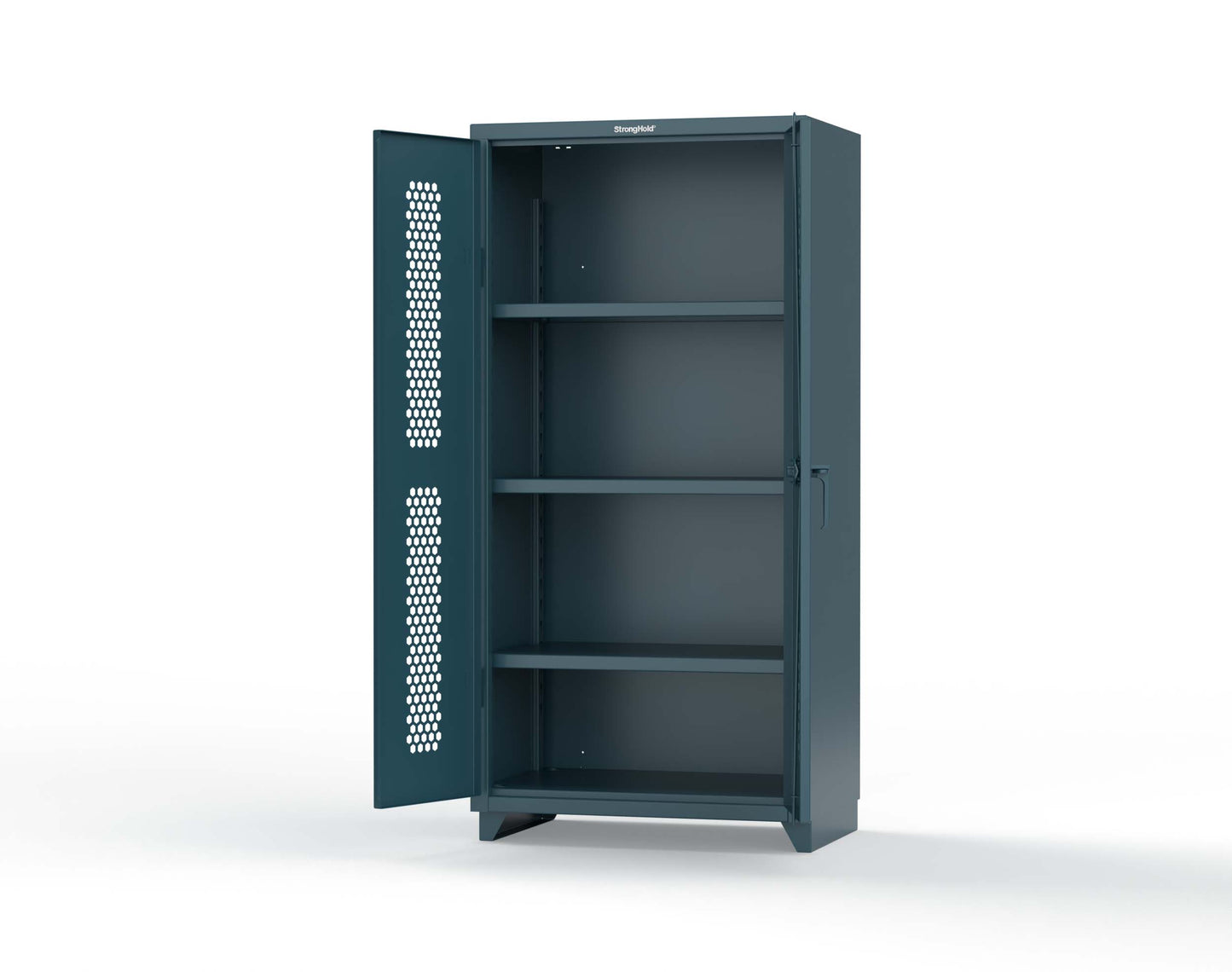 Extra Heavy Duty 14 GA Cabinet with Ventilated (Hex) Doors - 36 In. W x 24 In. D x 75 In. H - 36-H-243-L-5001