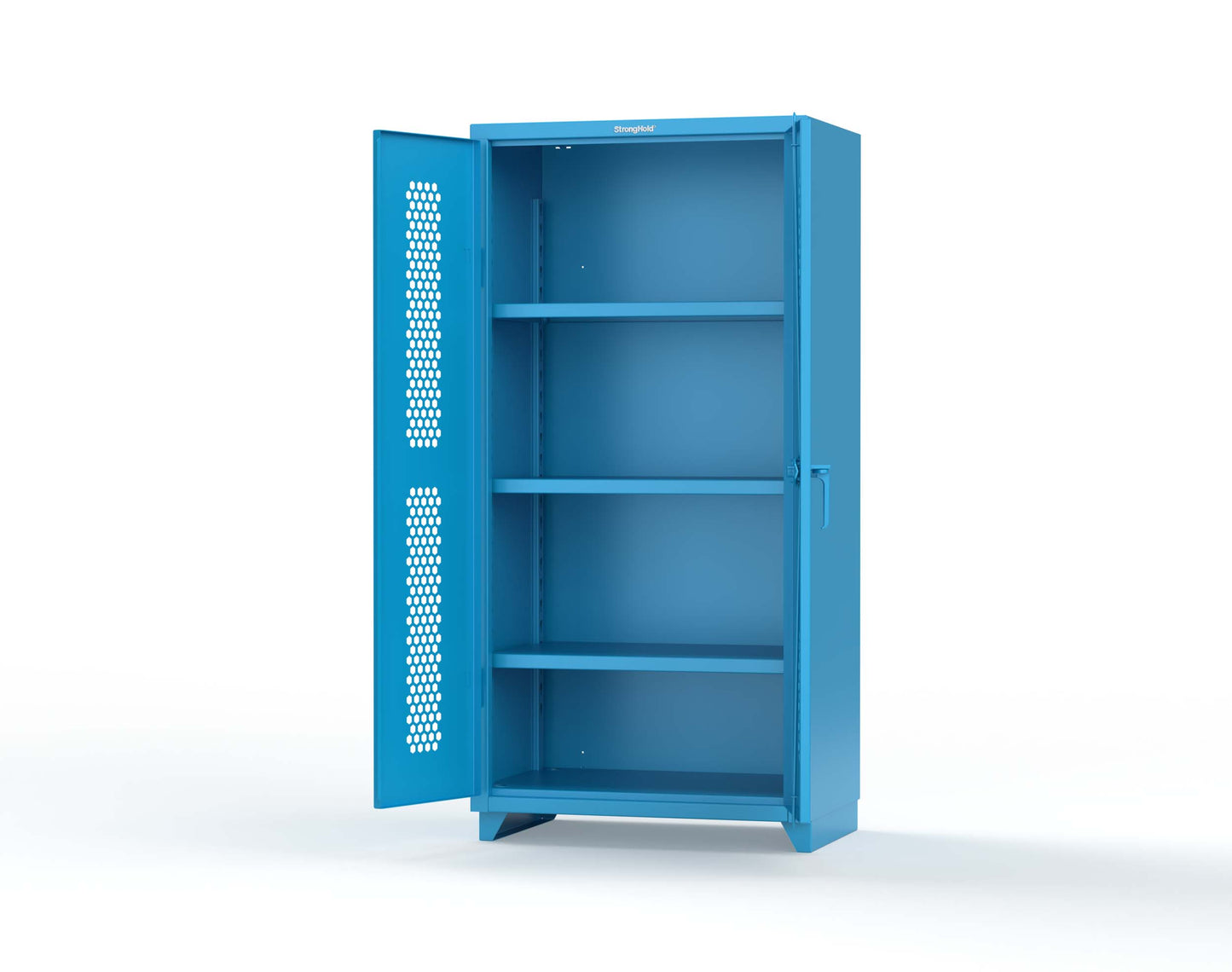 Extra Heavy Duty 14 GA Cabinet with Ventilated (Hex) Doors - 36 In. W x 24 In. D x 75 In. H - 36-H-243-L-5012