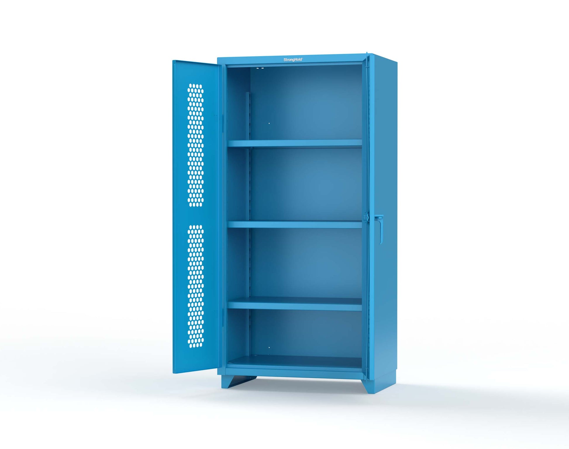 Extra Heavy Duty 14 GA Cabinet with Ventilated (Hex) Doors - 36 In. W x 24 In. D x 75 In. H - 36-H-243-L-5012