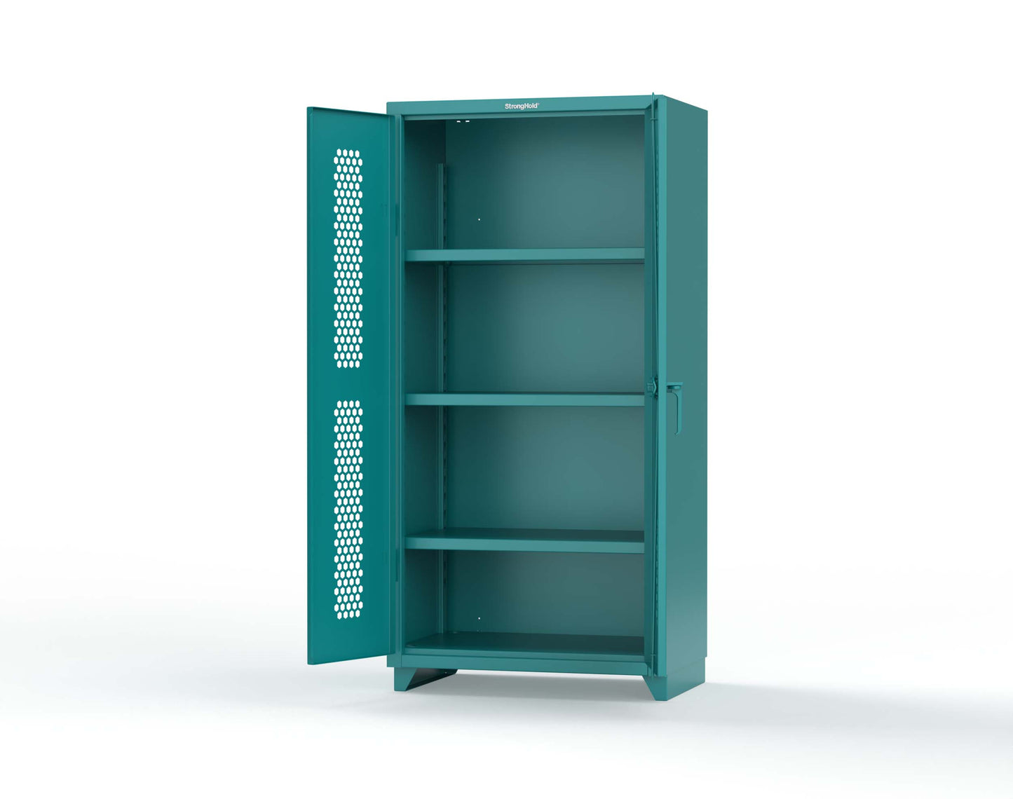 Extra Heavy Duty 14 GA Cabinet with Ventilated (Hex) Doors - 36 In. W x 24 In. D x 75 In. H - 36-H-243-L-5021