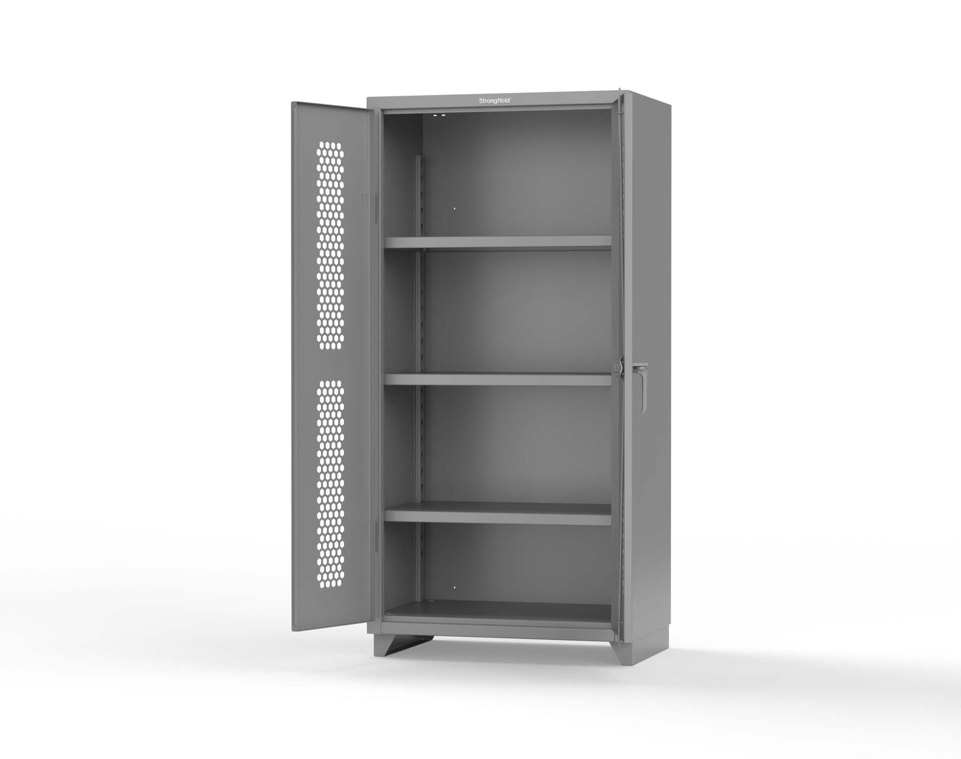 Extra Heavy Duty 14 GA Cabinet with Ventilated (Hex) Doors - 36 In. W x 24 In. D x 75 In. H - 36-H-243-L-7037