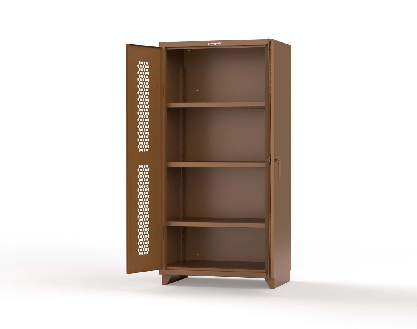 Extra Heavy Duty 14 GA Cabinet with Ventilated (Hex) Doors - 36 In. W x 24 In. D x 75 In. H - 36-H-243-L-8008