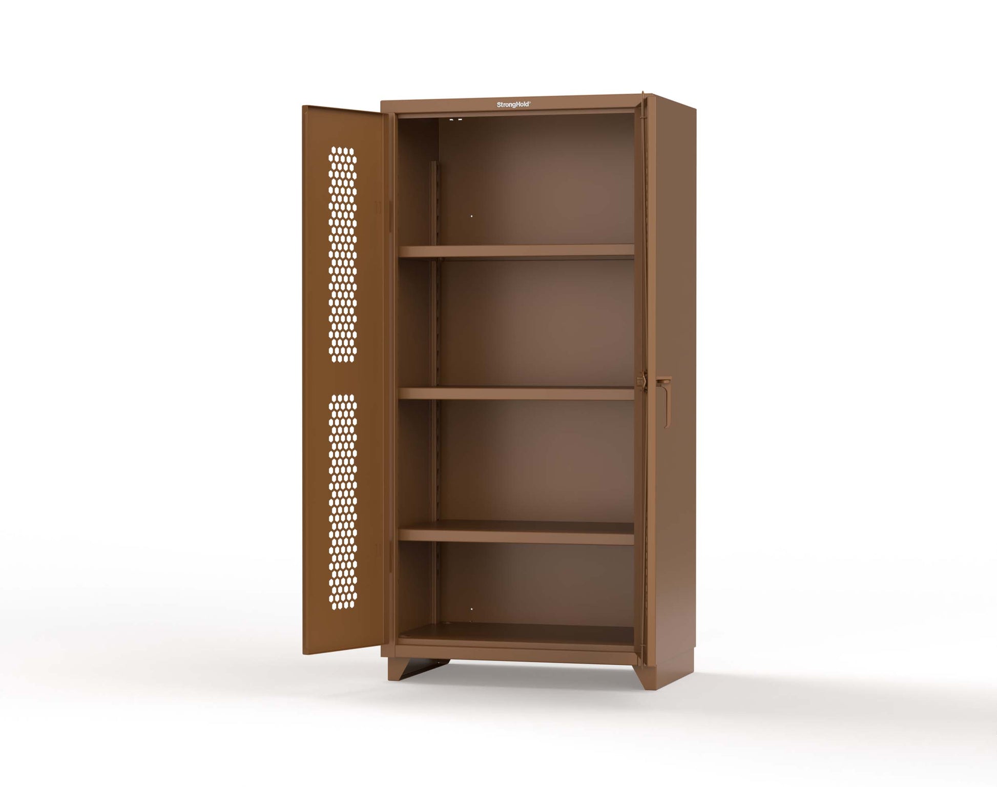 Extra Heavy Duty 14 GA Cabinet with Ventilated (Hex) Doors - 36 In. W x 24 In. D x 75 In. H - 36-H-243-L-8008