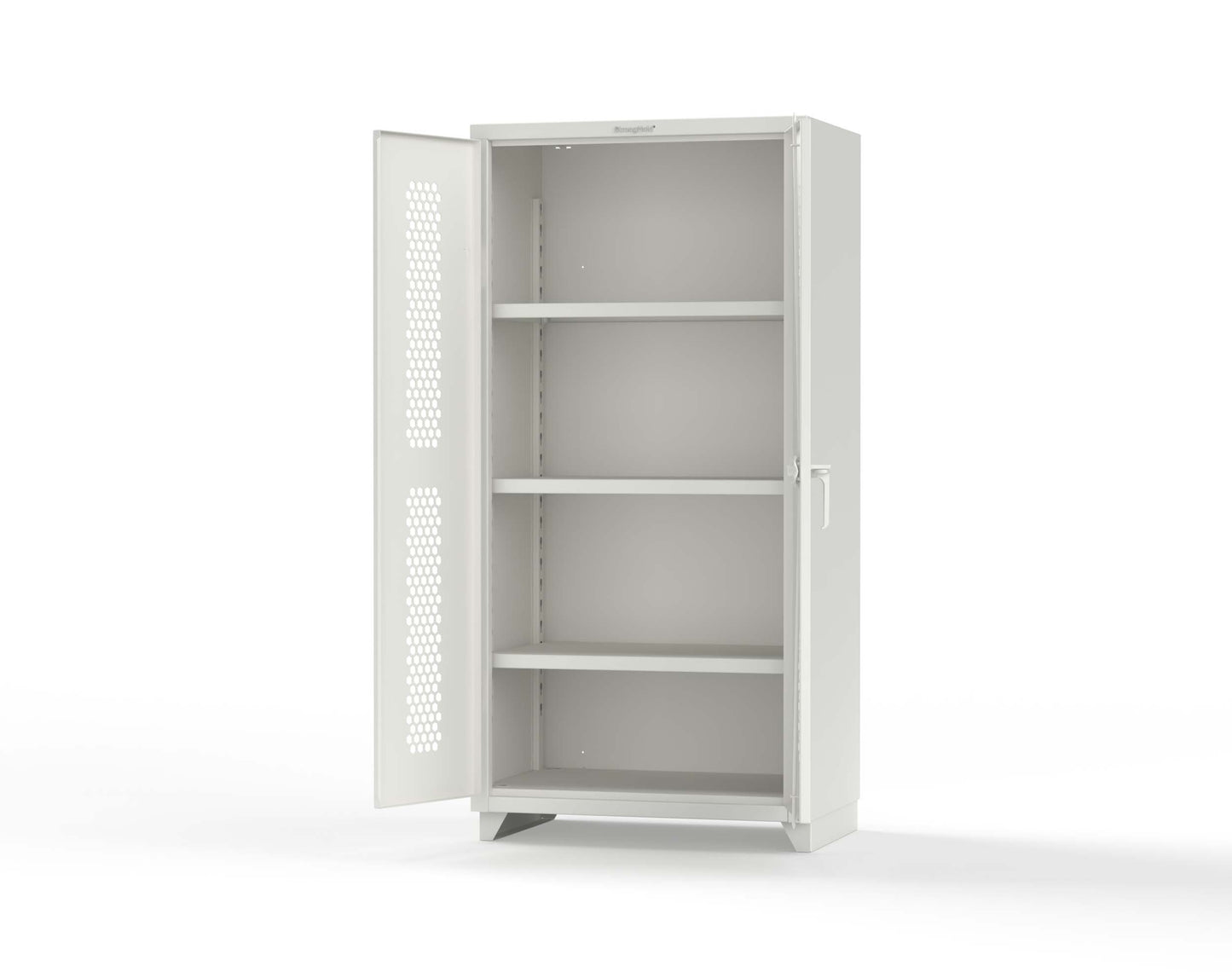 Extra Heavy Duty 14 GA Cabinet with Ventilated (Hex) Doors - 36 In. W x 24 In. D x 75 In. H - 36-H-243-L-9003