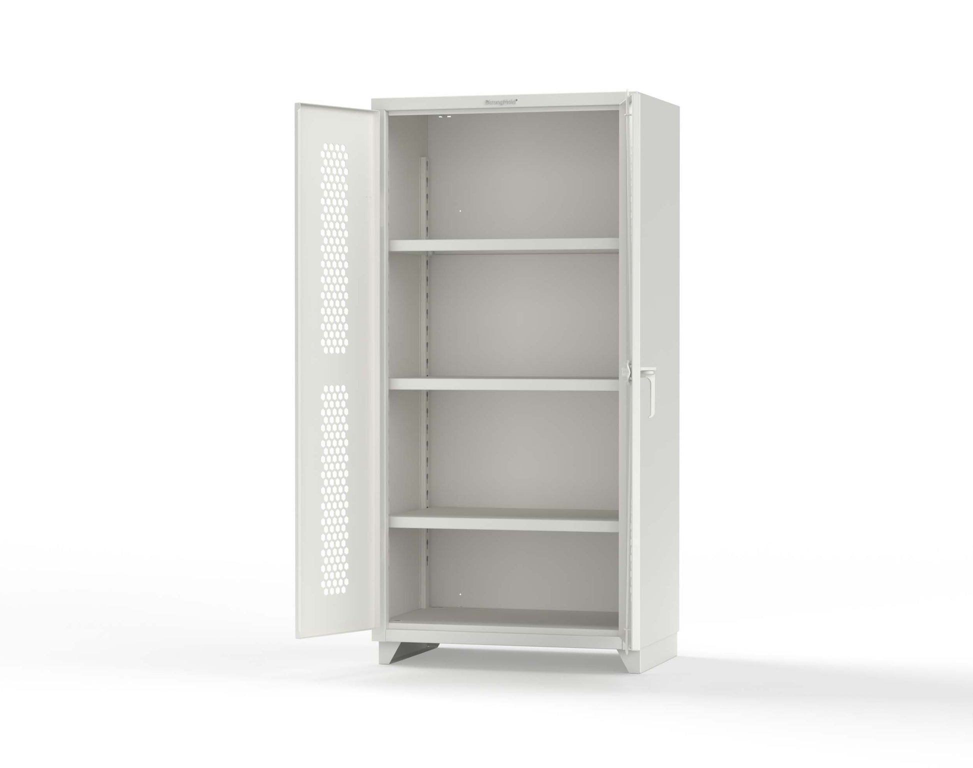 Extra Heavy Duty 14 GA Cabinet with Ventilated (Hex) Doors - 36 In. W x 24 In. D x 75 In. H - 36-H-243-L-9003