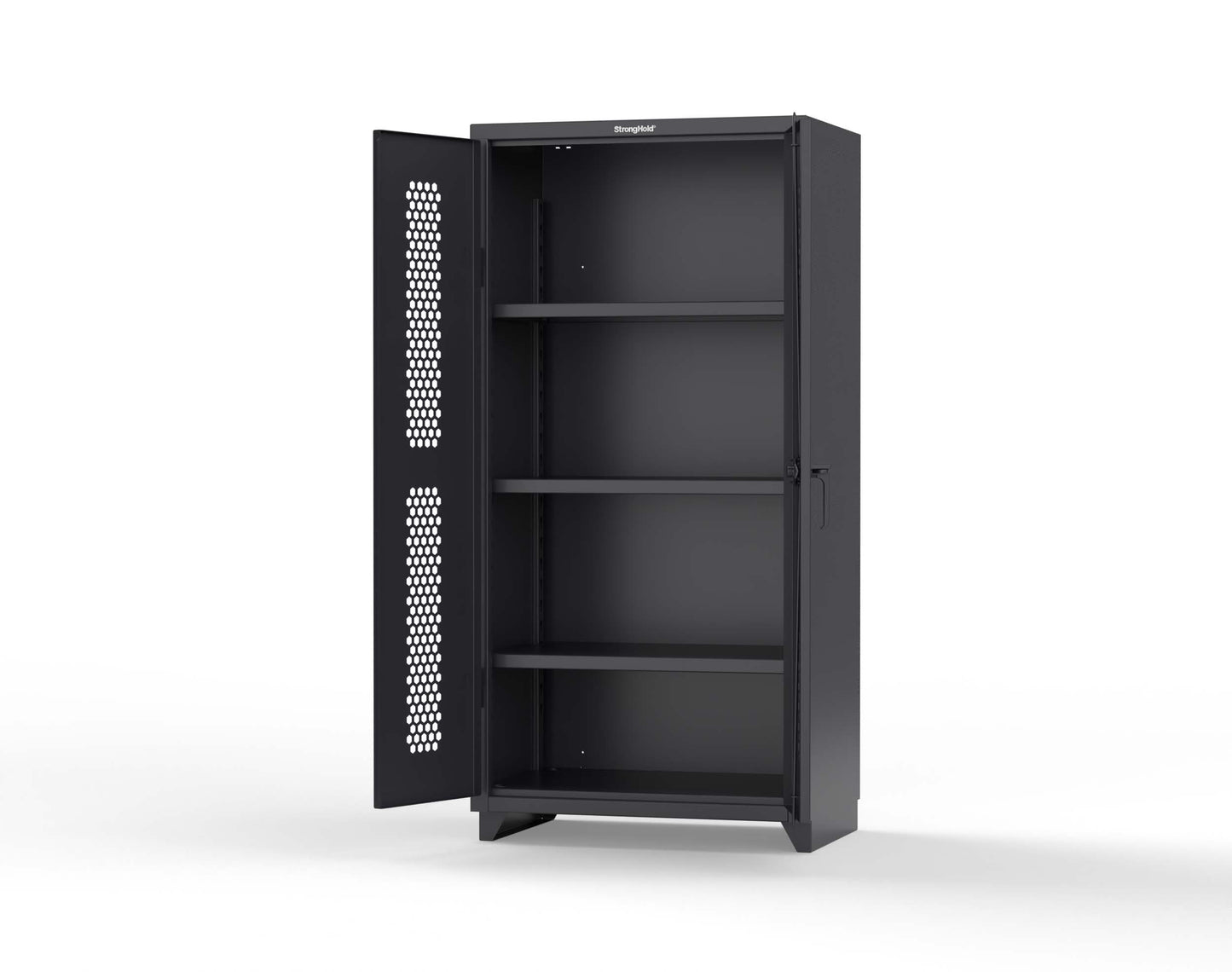 Extra Heavy Duty 14 GA Cabinet with Ventilated (Hex) Doors - 36 In. W x 24 In. D x 75 In. H - 36-H-243-L-9005