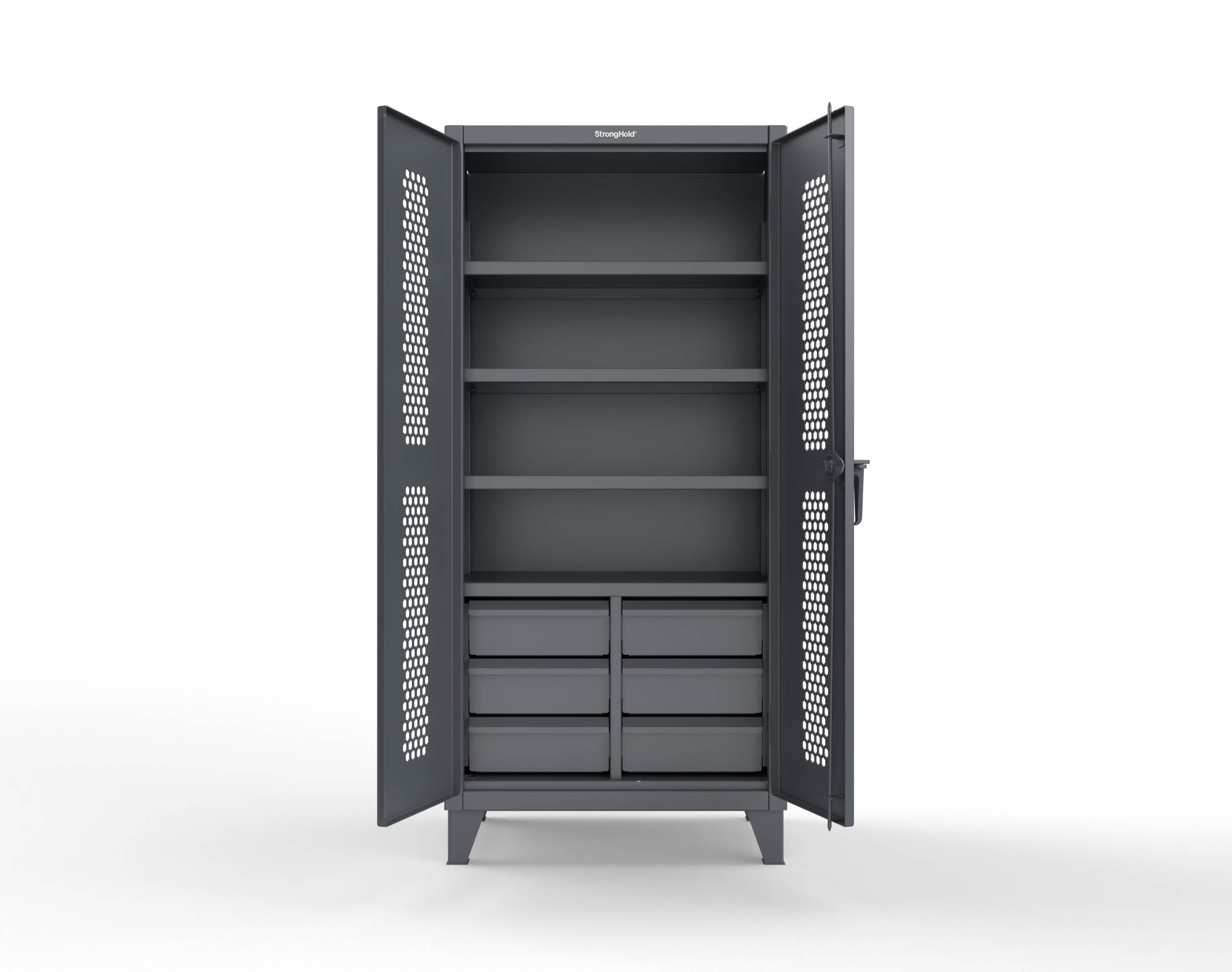Extreme Duty 12 GA Ventilated Cabinet, 36-h-244-6-5db | Strong Hold