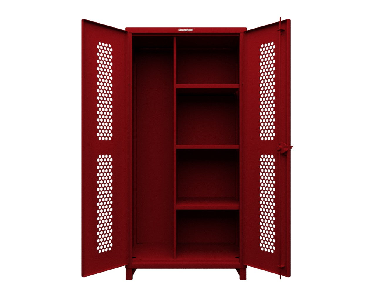 Extra Heavy Duty 14 GA Ventilated (Hex) Janitorial Cabinet with 3 Shelves - 36 In. W x 24 In. D x 75 In. H