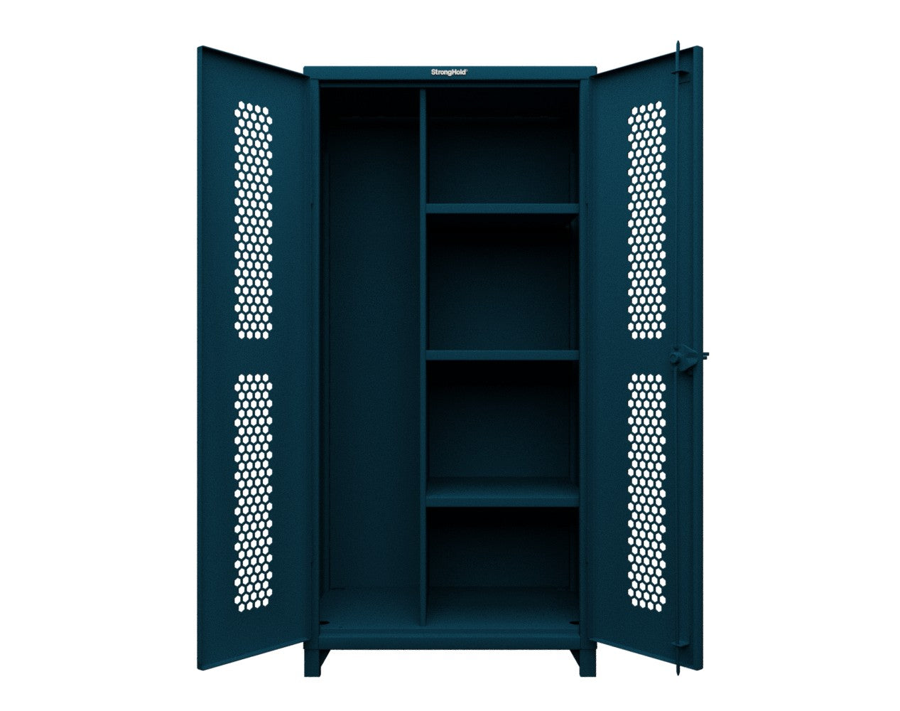 Extra Heavy Duty 14 GA Ventilated (Hex) Janitorial Cabinet with 3 Shelves - 36 In. W x 24 In. D x 75 In. H