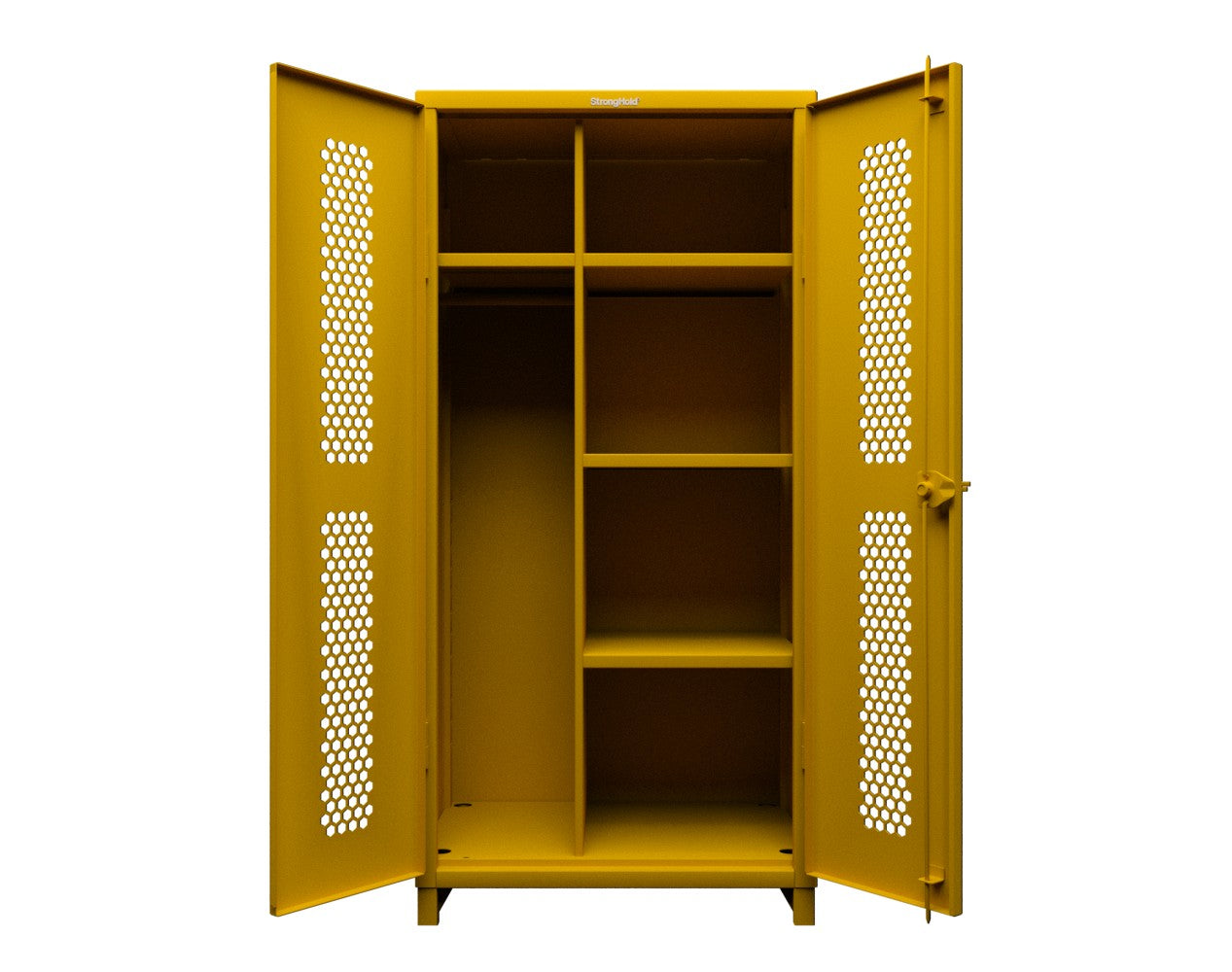 Extra Heavy Duty 14 GA Ventilated (Hex) Uniform Cabinet with 4 Shelves - 36 In. W x 24 In. D x 75 In. H