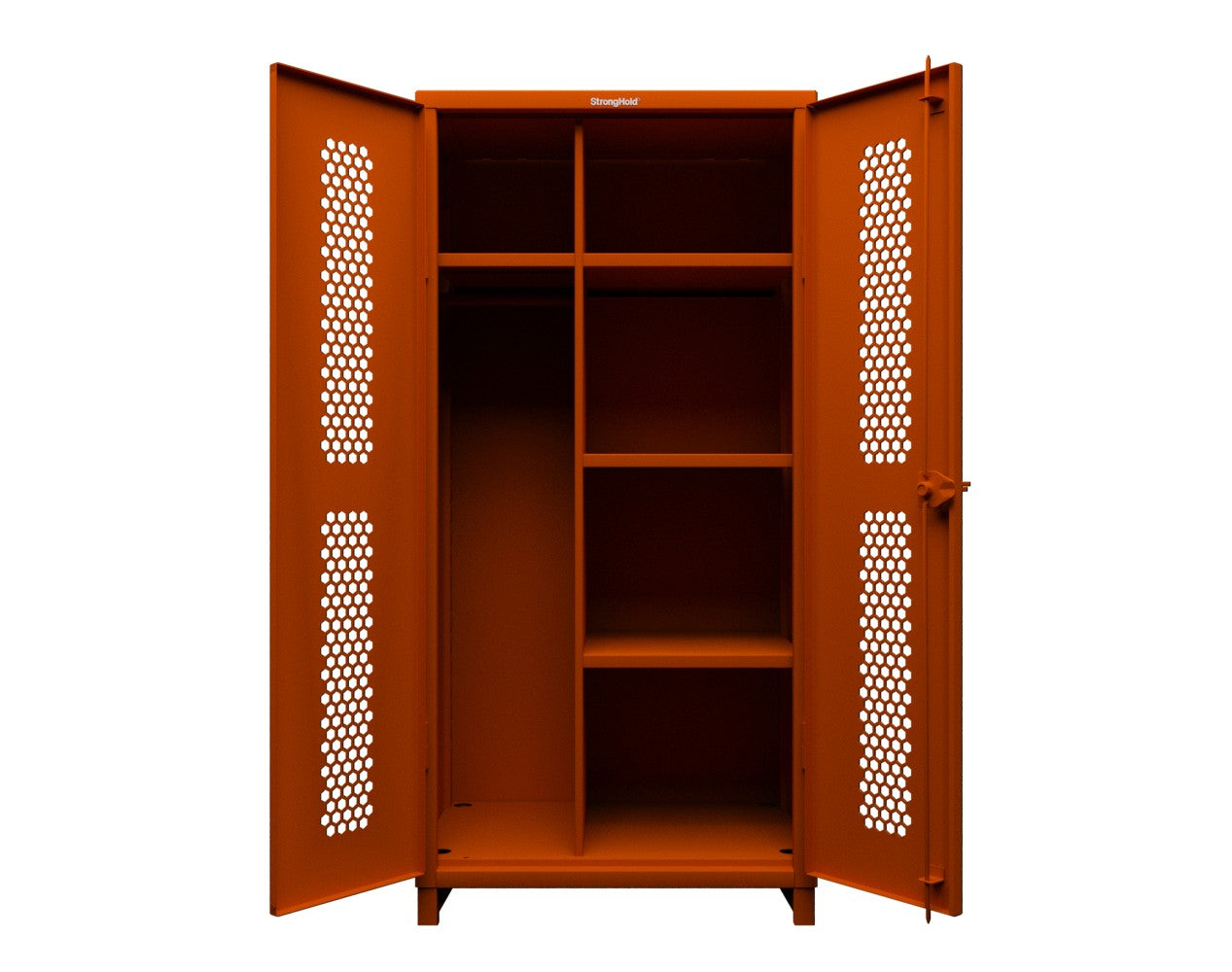 Extra Heavy Duty 14 GA Ventilated (Hex) Uniform Cabinet with 4 Shelves - 36 In. W x 24 In. D x 75 In. H