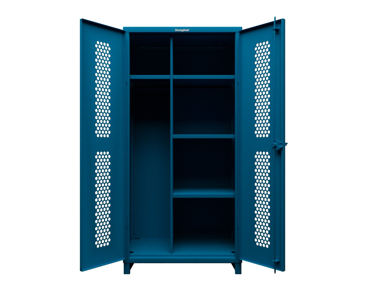 Extra Heavy Duty 14 GA Ventilated (Hex) Uniform Cabinet with 4 Shelves - 36 In. W x 24 In. D x 75 In. H