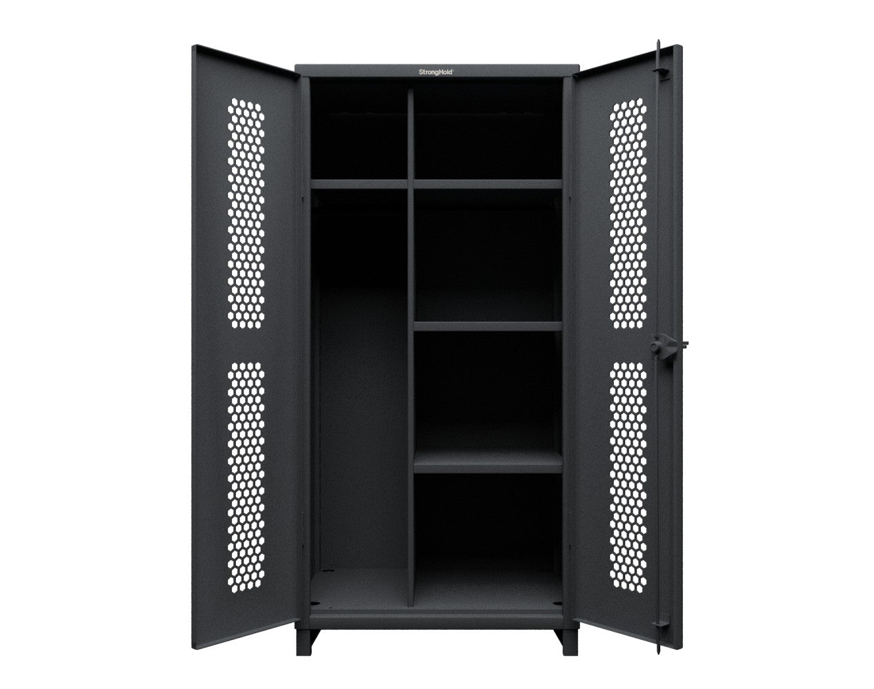 Extra Heavy Duty 14 GA Ventilated (Hex) Uniform Cabinet with 4 Shelves - 36 In. W x 24 In. D x 75 In. H