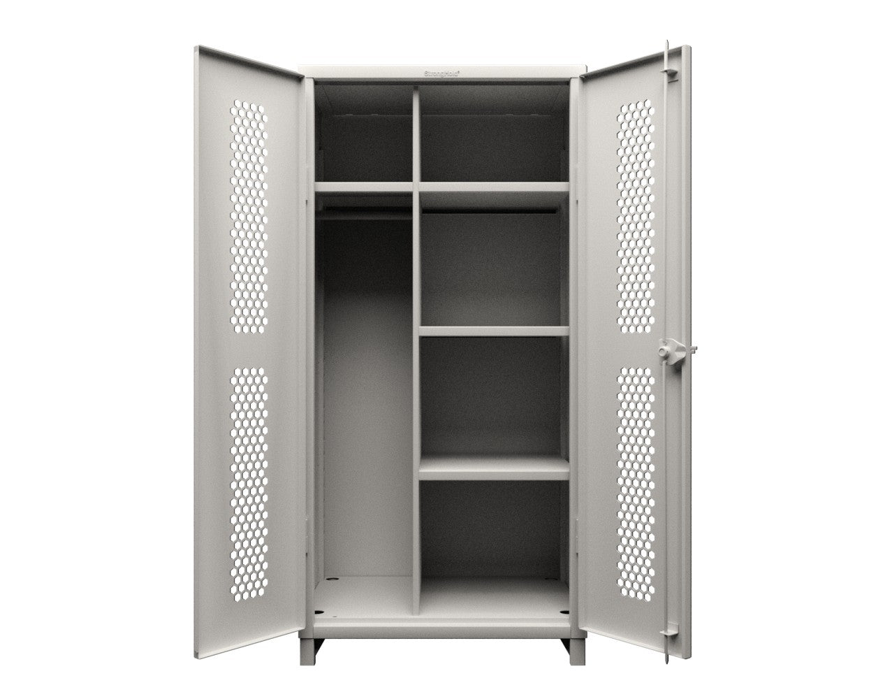 Extra Heavy Duty 14 GA Ventilated (Hex) Uniform Cabinet with 4 Shelves - 36 In. W x 24 In. D x 75 In. H