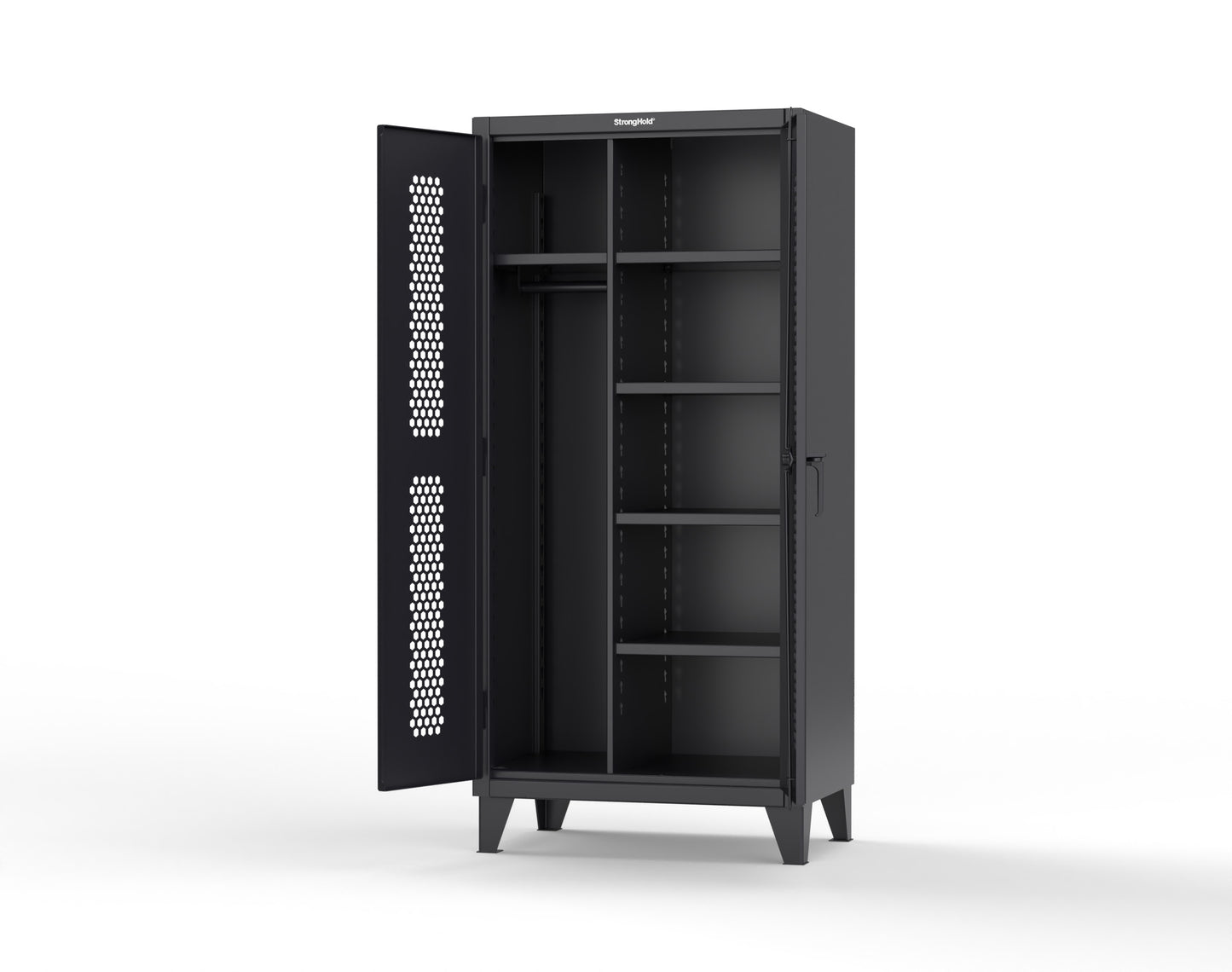 Extreme Duty 12 GA Ventilated (Hex) Uniform Cabinet with 5 Shelves - 36 In. W x 24 In. D x 78 In. H - 36-H-W-245-7024 - 36-H-W-245-9005
