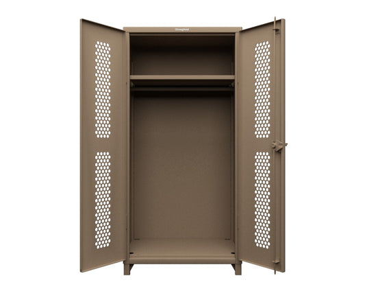 Extreme Duty 12 GA Ventilated (Hex) Uniform Cabinet with Hanger Rod, 1 Shelf - 36 In. W x 24 In. D x 78 In. H