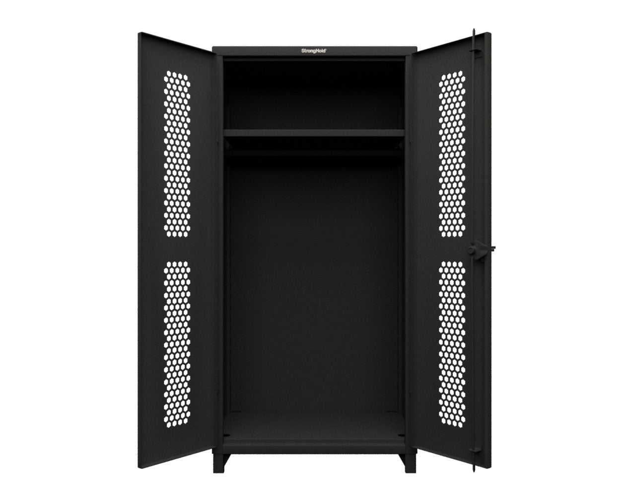Extreme Duty 12 GA Ventilated (Hex) Uniform Cabinet with Hanger Rod, 1 Shelf - 36 In. W x 24 In. D x 78 In. H