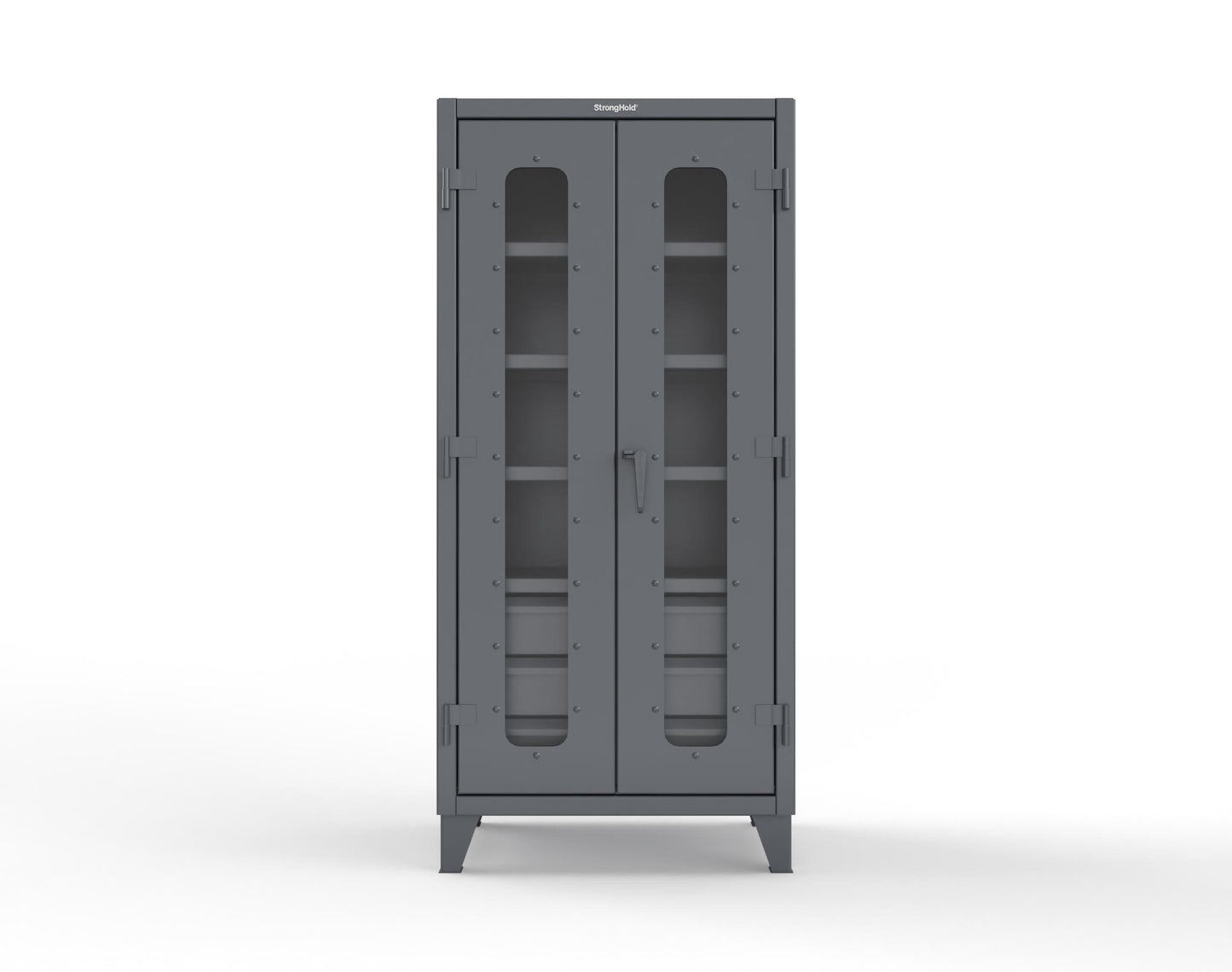 Extreme Duty 12 GA Clear View Cabinet with 6 Half-Width Drawers, 4 Shelves - 36 In. W x 24 In. D x 78 In. H - 36-LD-244-6/5DB-7024