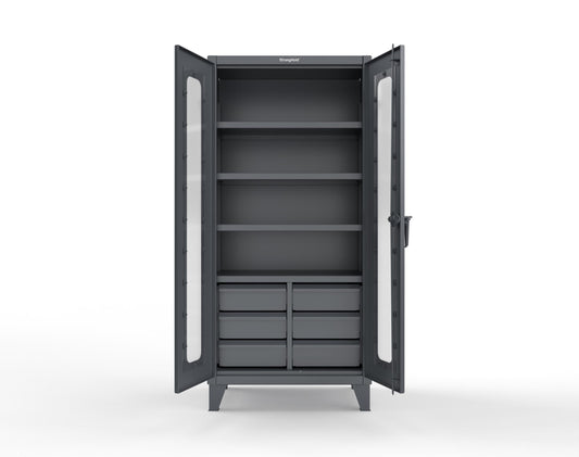 Extreme Duty 12 GA Clear View Cabinet with 6 Half-Width Drawers, 4 Shelves - 36 In. W x 24 In. D x 78 In. H - 36-LD-244-6/5DB-7024