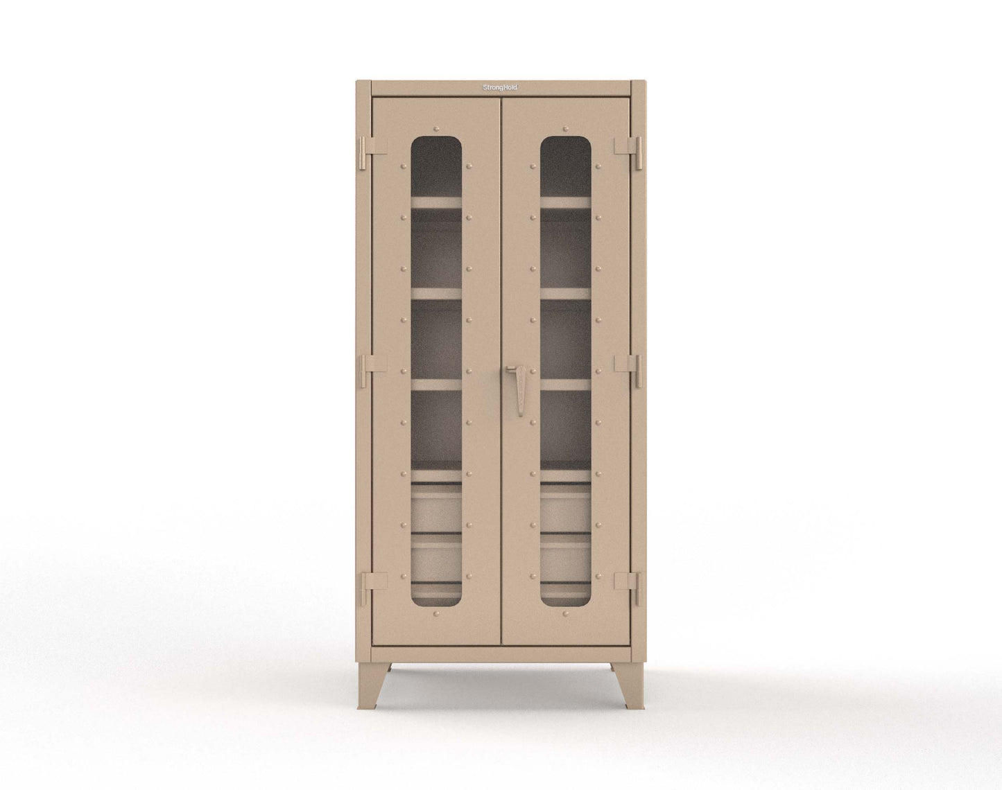 Extreme Duty 12 GA Clear View Cabinet with 6 Half-Width Drawers, 4 Shelves - 36 In. W x 24 In. D x 78 In. H - 36-LD-244-6/5DB-1019