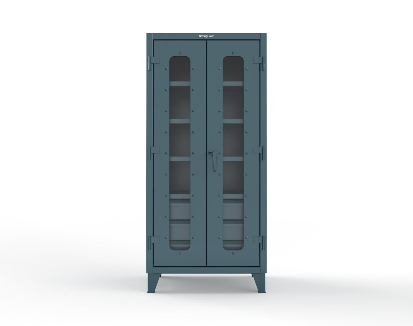 Extreme Duty 12 GA Clear View Cabinet with 6 Half-Width Drawers, 4 Shelves - 36 In. W x 24 In. D x 78 In. H - 36-LD-244-6/5DB-5001
