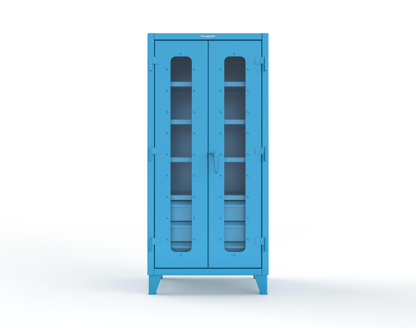 Extreme Duty 12 GA Clear View Cabinet with 6 Half-Width Drawers, 4 Shelves - 36 In. W x 24 In. D x 78 In. H - 36-LD-244-6/5DB-5012